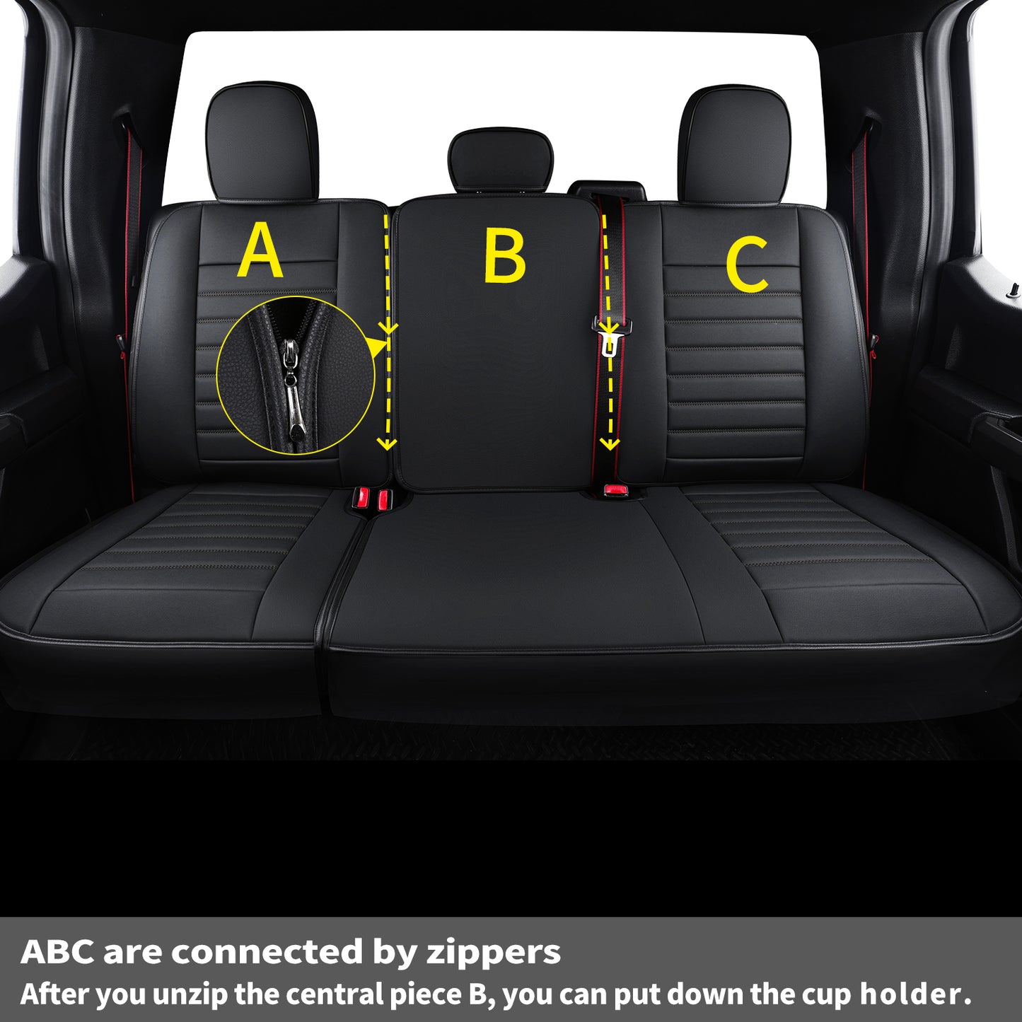 LUCKYMAN CLUB F150 Seat Covers Full Set with Waterproof Leather, Automotive Vehicle Cushion Cover for Cars SUV Pick-up Truck Fit for 2009 to 2024 Ford F150 Carhartt and 2017 to 2023 F250 F350 F450