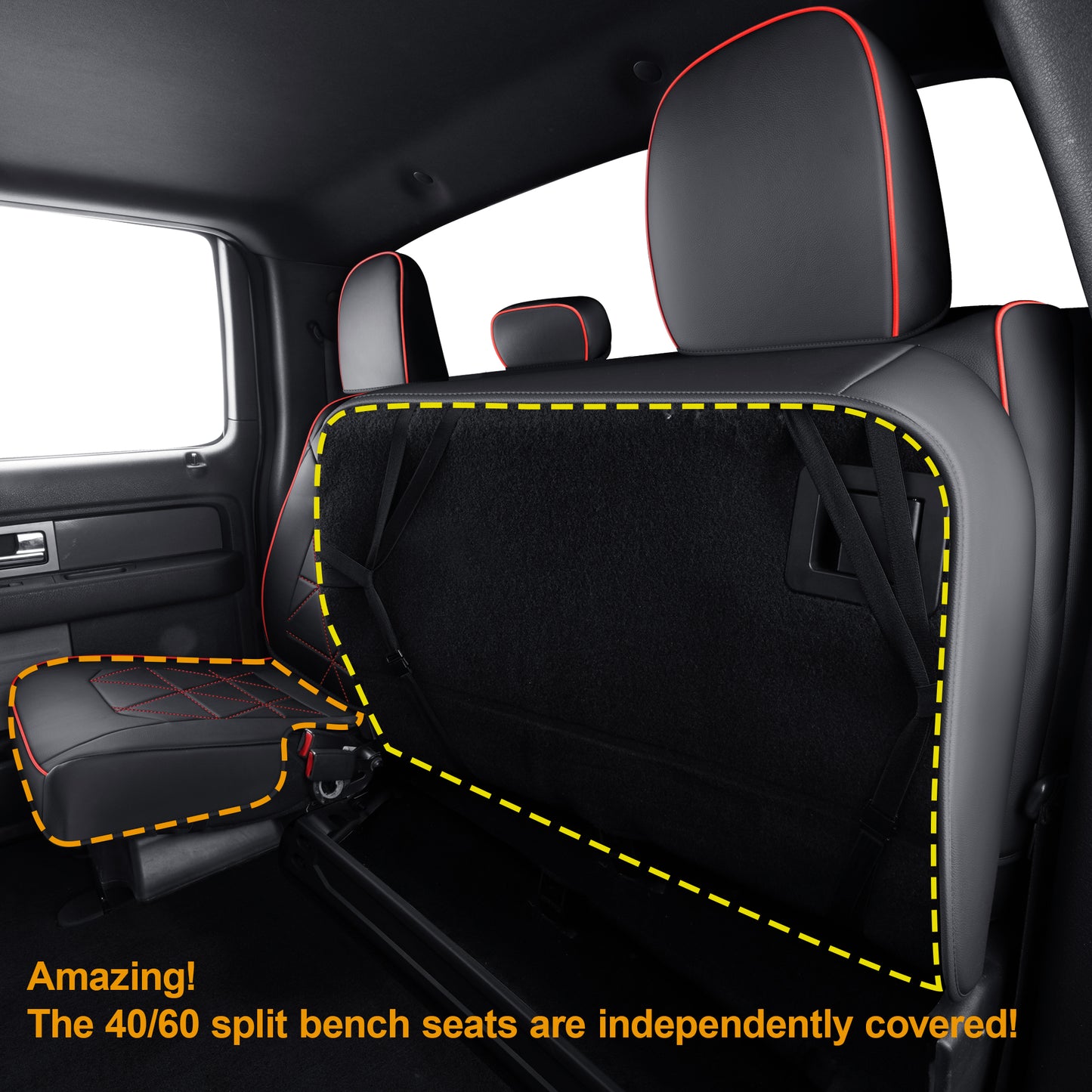 LUCKYMAN CLUB F150 Seat Covers For 2015-2024 F150 CrewCab&2017-2020 F250,F350,F450 CrewCab Waterproof Faux leather