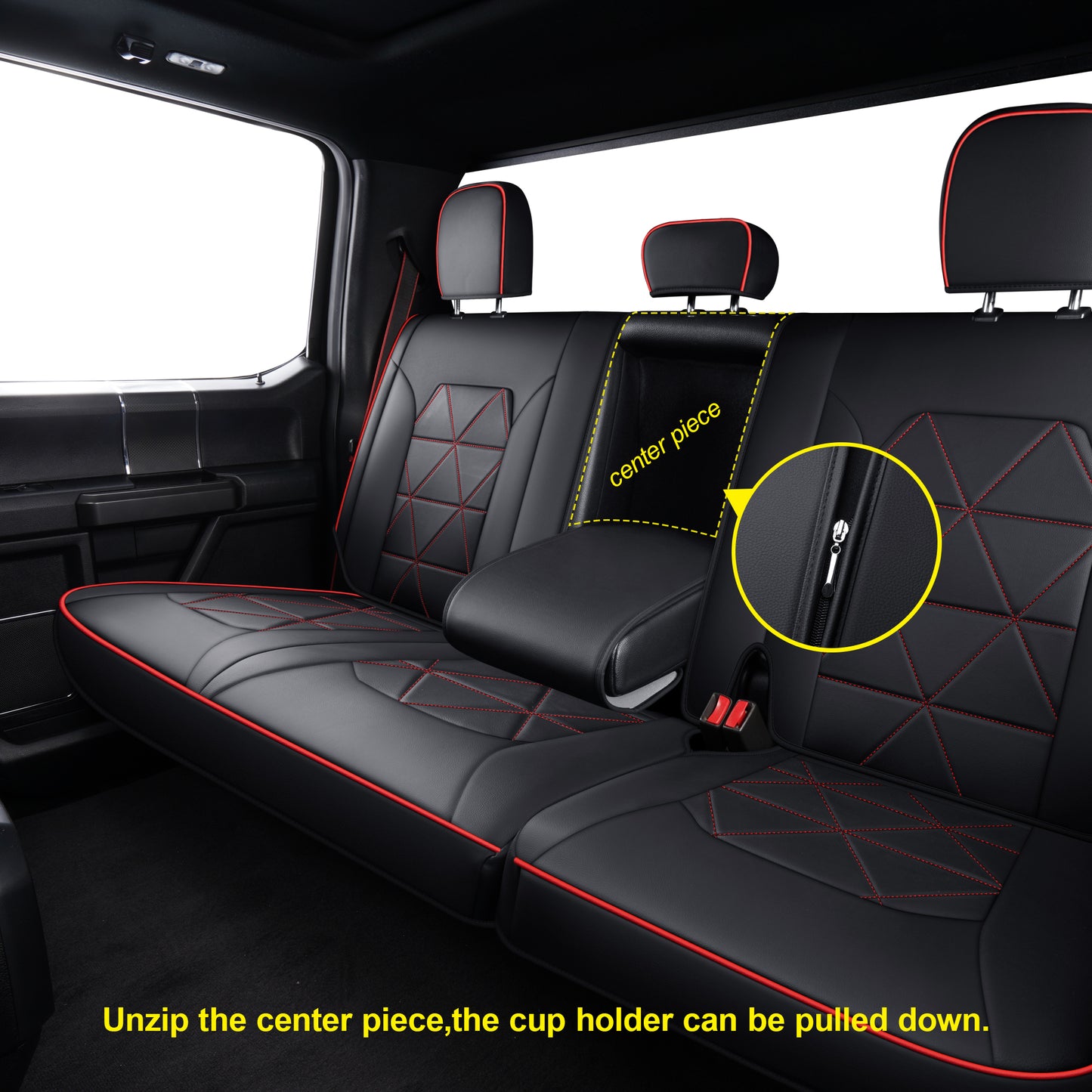 LUCKYMAN CLUB F150 Seat Covers For 2015-2024 F150 CrewCab&2017-2020 F250,F350,F450 CrewCab Waterproof Faux leather