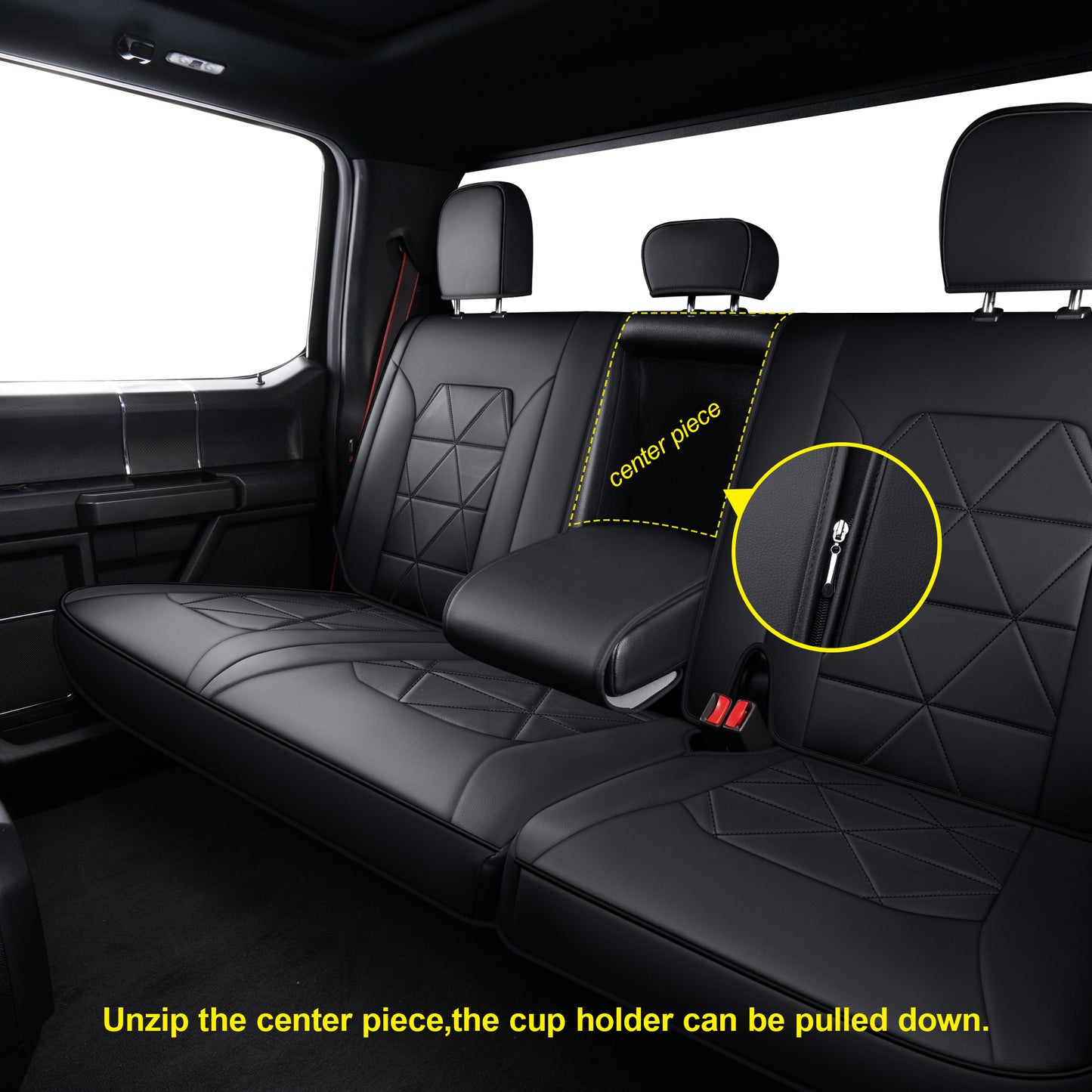 LUCKYMAN CLUB F150 Seat Covers For 2015-2024 F150 CrewCab&2017-2020 F250,F350,F450 CrewCab Waterproof Faux leather