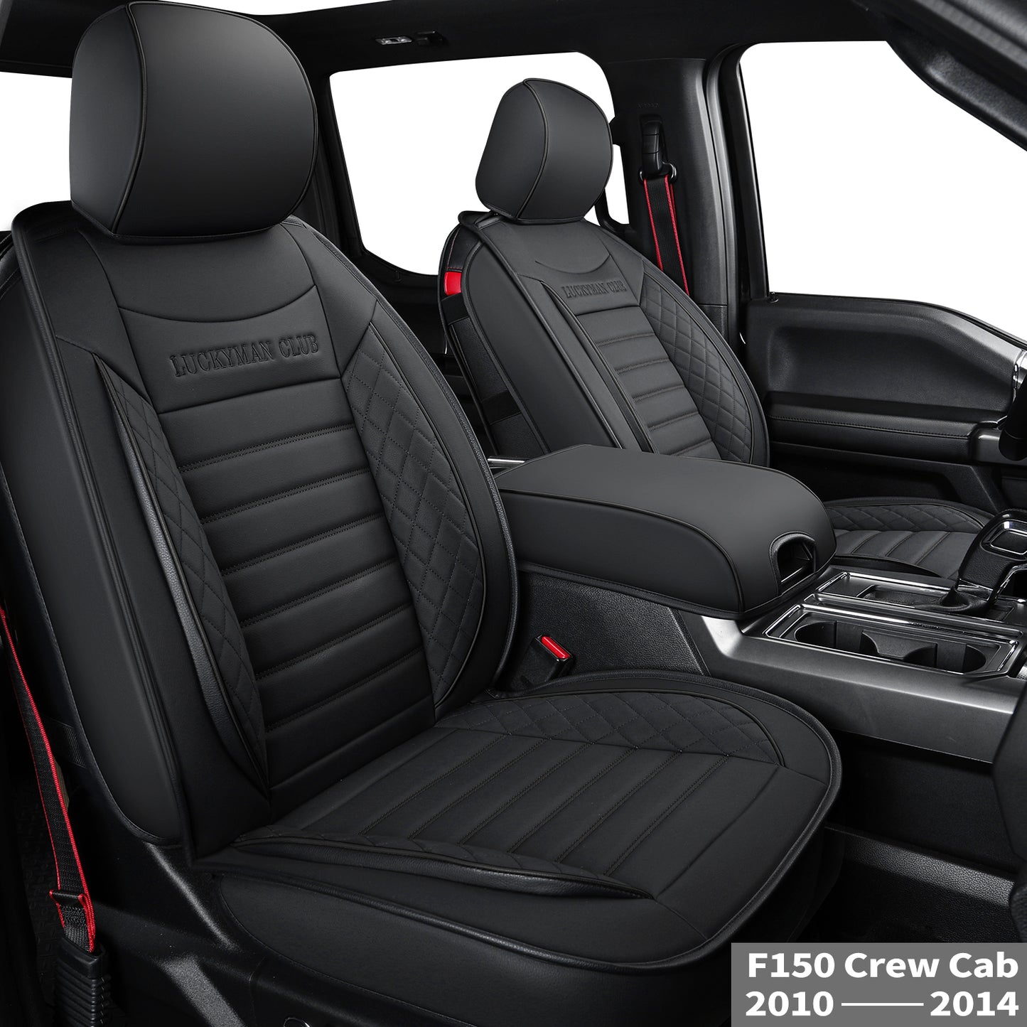 LUCKYMAN CLUB F150 Seat Covers Full Set with Waterproof Leather, Automotive Vehicle Cushion Cover for Cars SUV Pick-up Truck Fit for 2009 to 2024 Ford F150 Carhartt and 2017 to 2023 F250 F350 F450