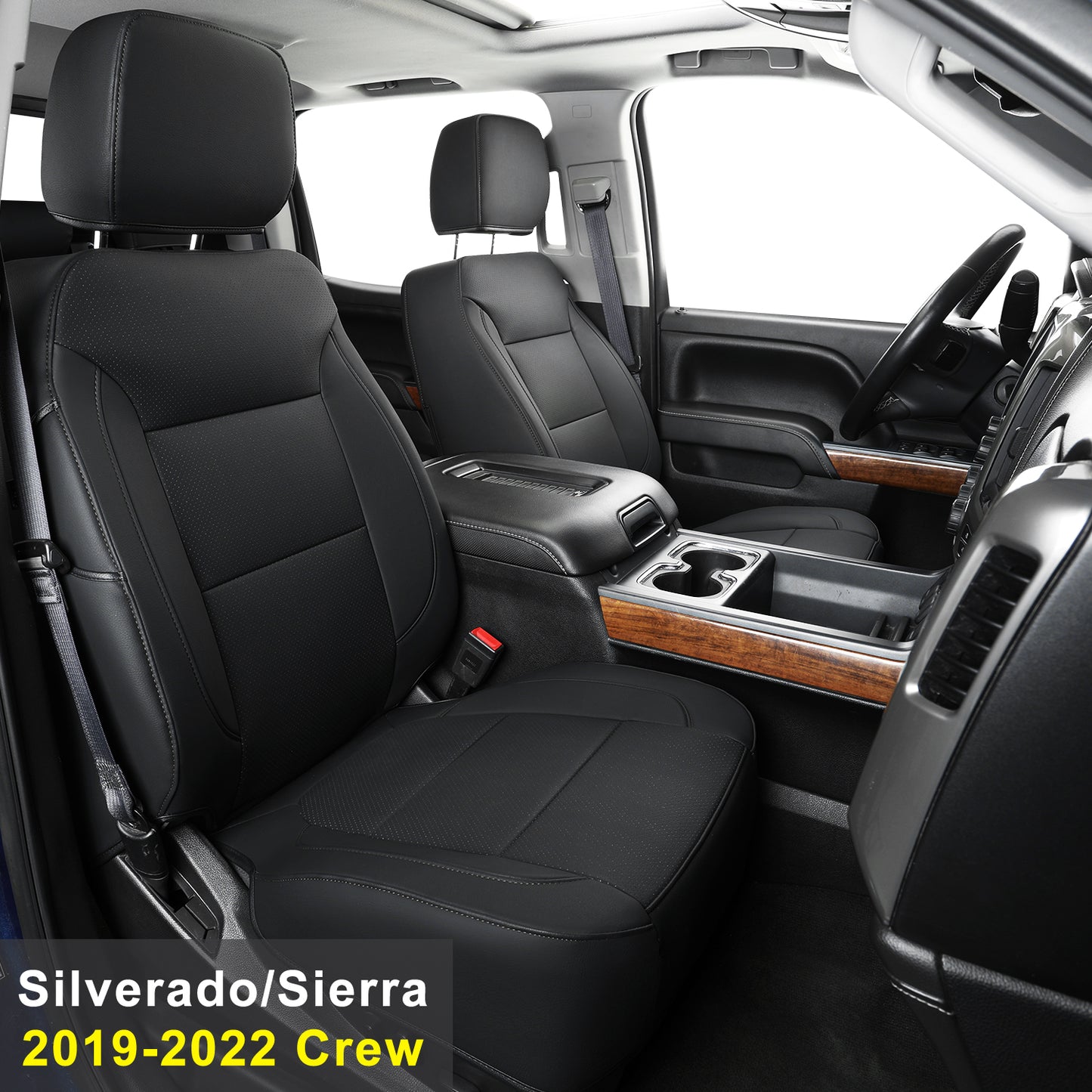 LUCKYMAN CLUB Custom Silverado Seat Covers 2007-2024 Chevrolet Silverado Sierra 1500/2500HD/3500HD crew, all-covered seat covers，dual, extended cab, waterproof leather, , all seasons
