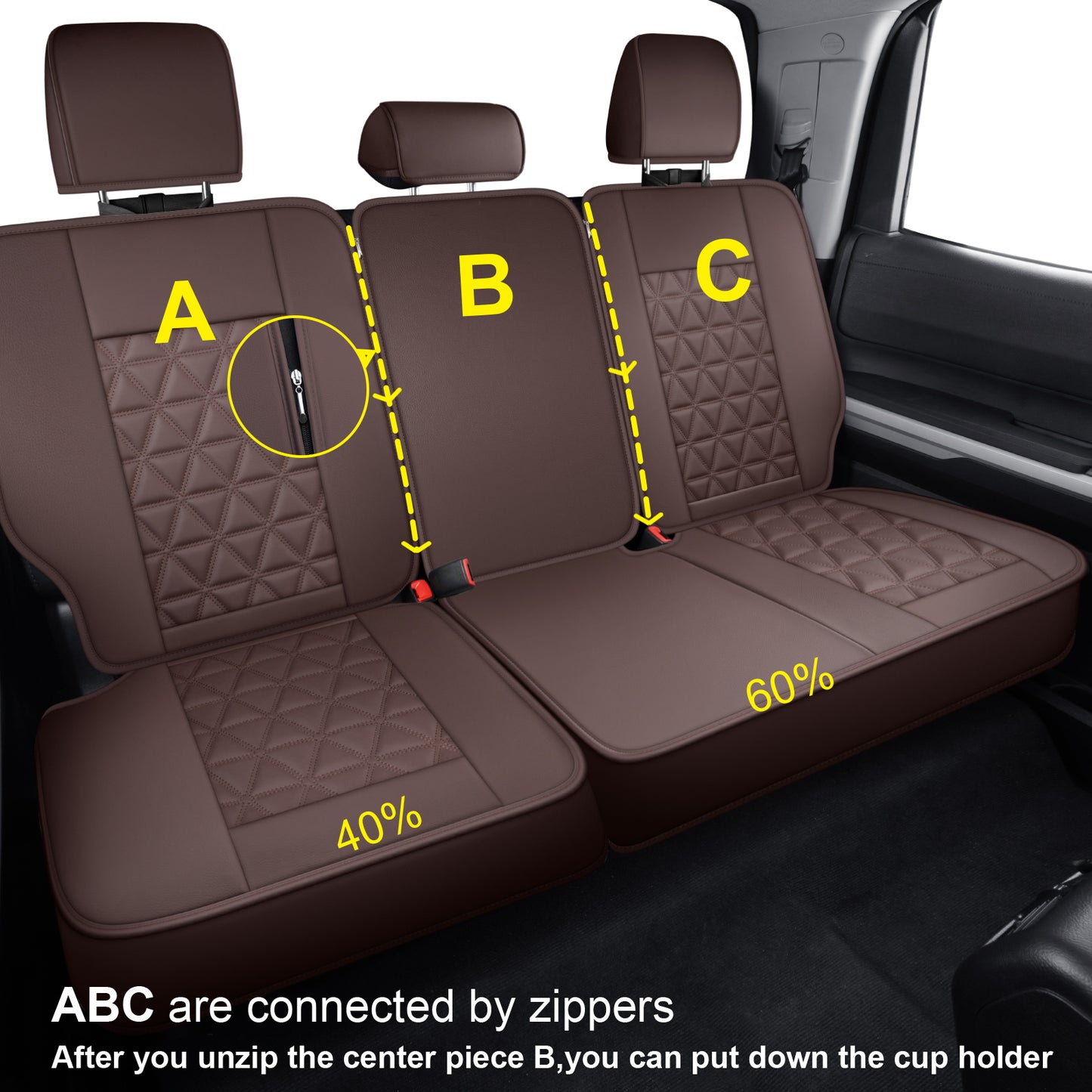 LUCKYMAN CLUB Tundra Seat Covers, Fit 2014-2021 Tundra Full Set Crew/CrewMax Cab, with Waterproof Faux Leather