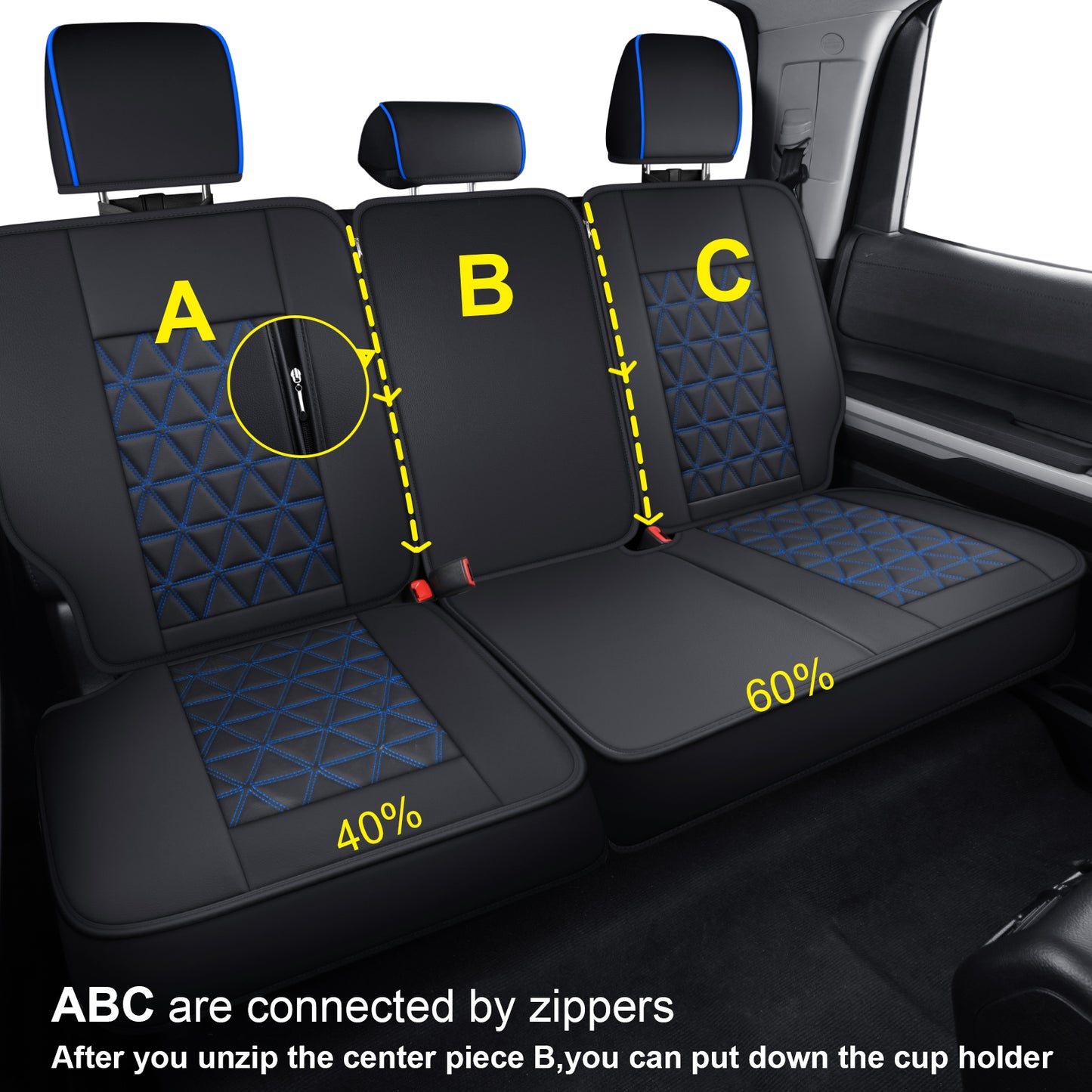 LUCKYMAN CLUB Tundra Seat Covers, Fit 2014-2021 Tundra Full Set Crew/CrewMax Cab, with Waterproof Faux Leather