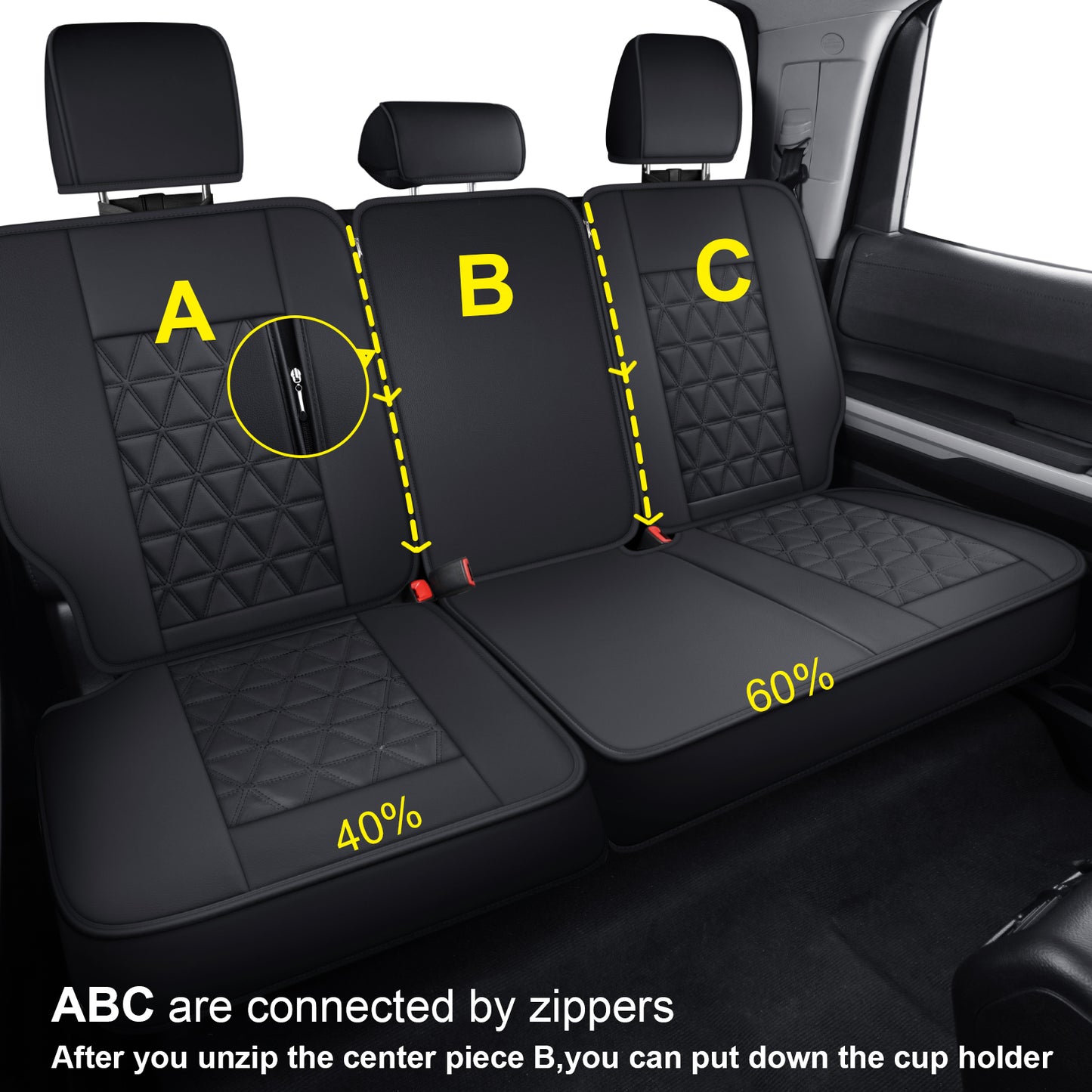 LUCKYMAN CLUB Tundra Seat Covers, Fit 2014-2021 Tundra Full Set Crew/CrewMax Cab, with Waterproof Faux Leather