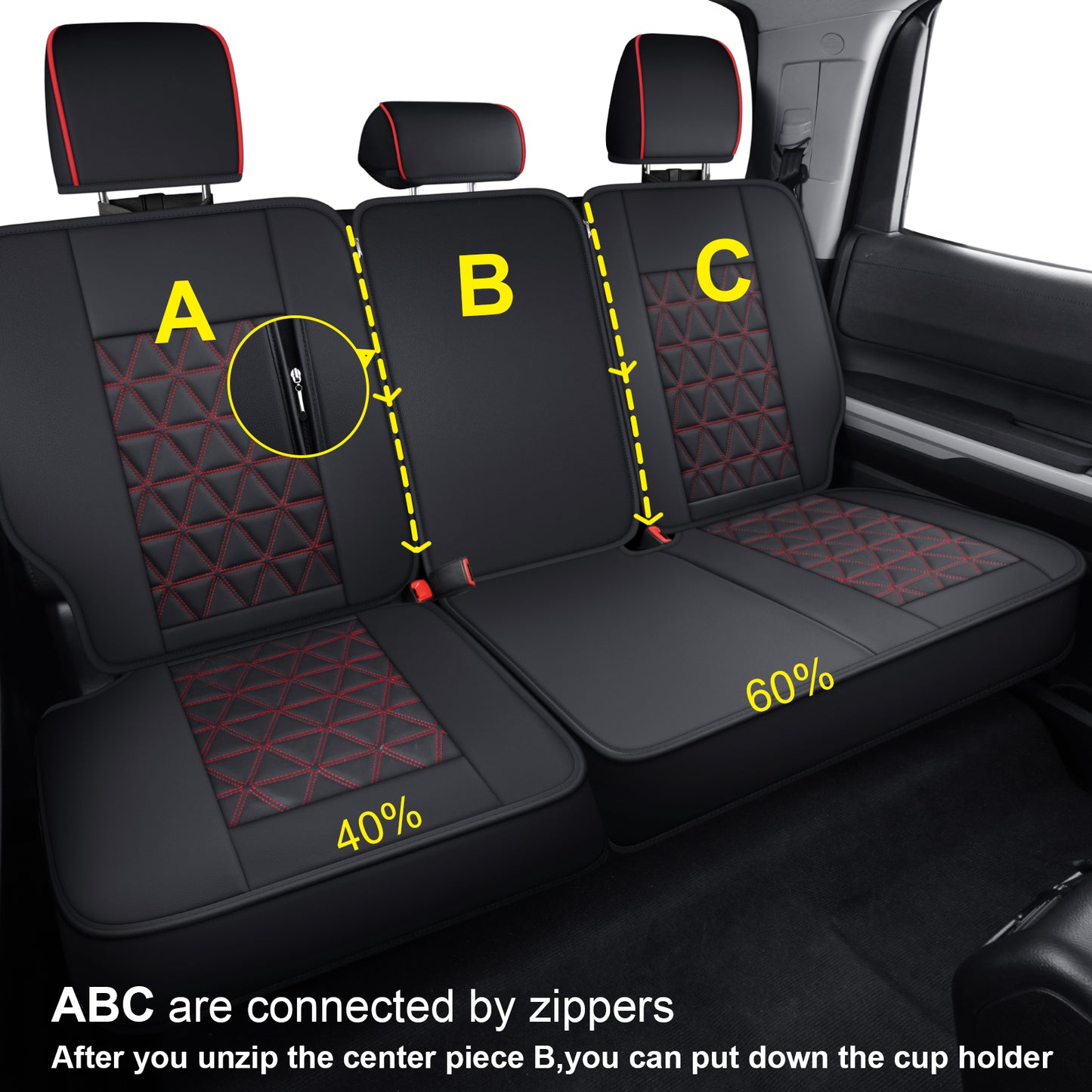 LUCKYMAN CLUB Tundra Seat Covers, Fit 2014-2021 Tundra Full Set Crew/CrewMax Cab, with Waterproof Faux Leather