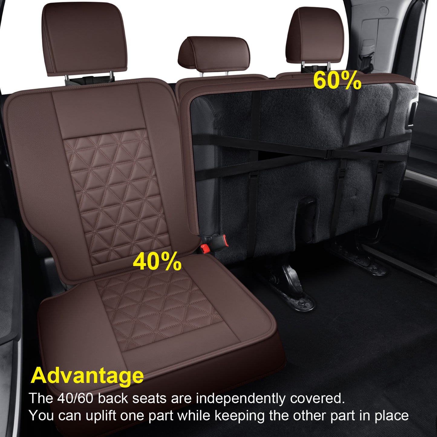 LUCKYMAN CLUB Tundra Seat Covers, Fit 2014-2021 Tundra Full Set Crew/CrewMax Cab, with Waterproof Faux Leather