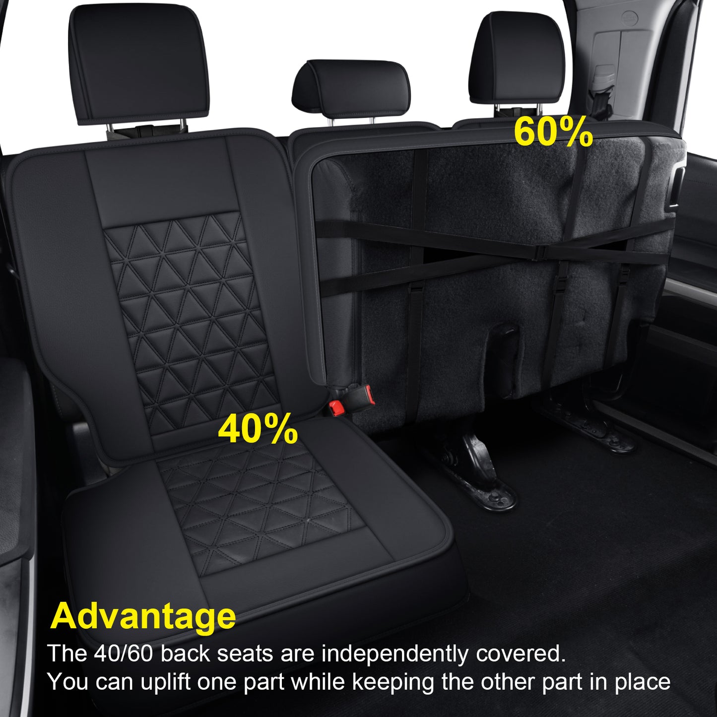 LUCKYMAN CLUB Tundra Seat Covers, Fit 2014-2021 Tundra Full Set Crew/CrewMax Cab, with Waterproof Faux Leather