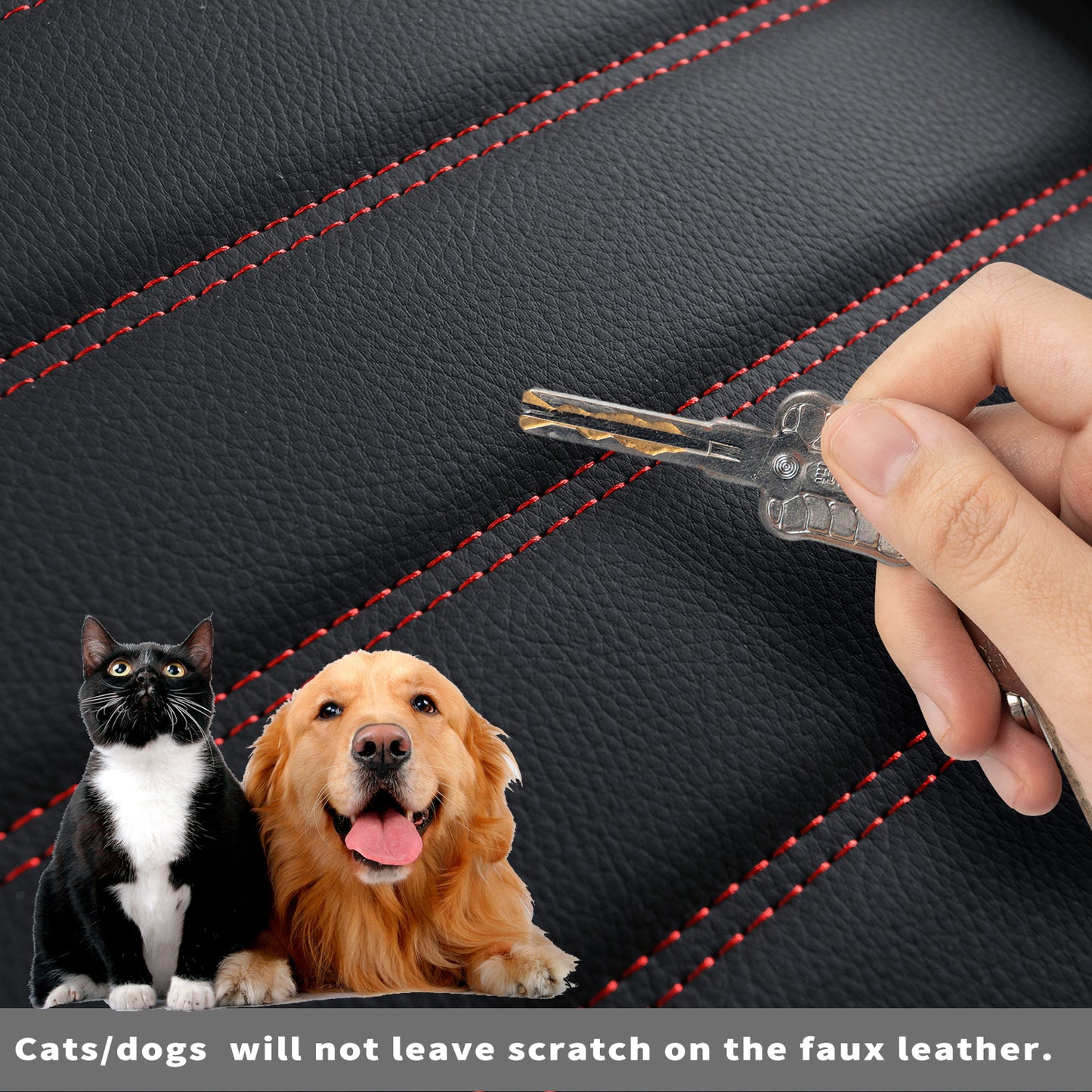LUCKYMAN CLUB F150 Seat Covers Full Set with Waterproof Leather, Automotive Vehicle Cushion Cover for Cars SUV Pick-up Truck Fit for 2009 to 2024 Ford F150 Carhartt and 2017 to 2023 F250 F350 F450
