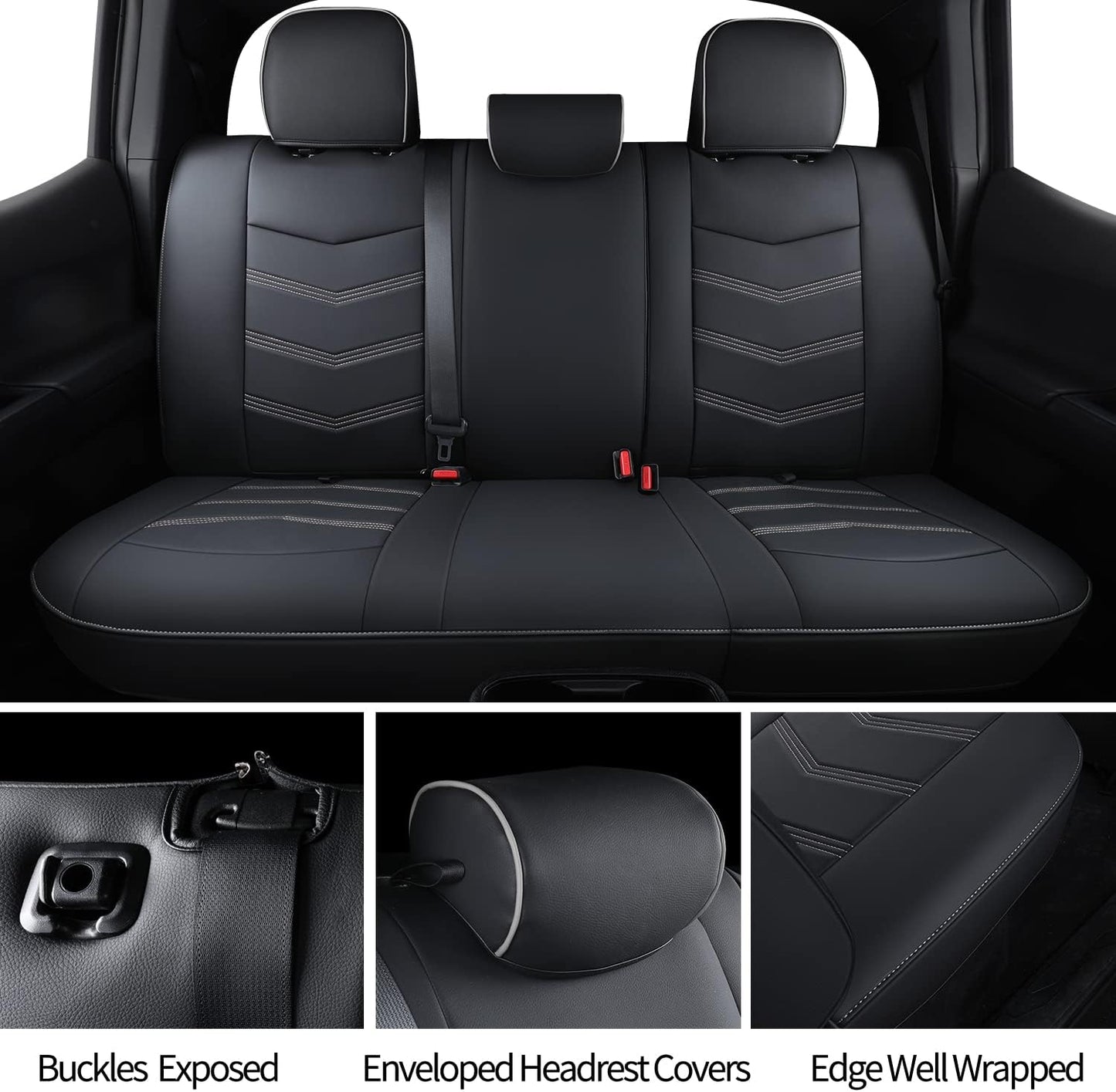 LUCKYMAN CLUB 2005-2023 Tacoma Seat Covers Full Set Waterproof leather for Tacoma Double/Crew Cab SR SR5 TRD Sport TRD Off-Road PreRunner Trims, with Waterproof Faux Leather All-enveloping, four seasons general, wear-resistant and scratch-resistant
