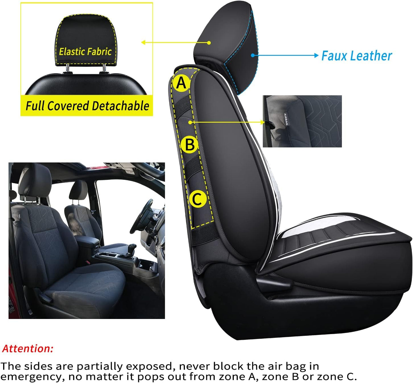 LUCKYMAN CLUB Tacoma Seat Covers, Fit for 2005-2023 Tacoma Crew Cab/Double Cab SR SR5 TRD Sport TRD Off-Road PreRunner with Water Proof Faux Leather