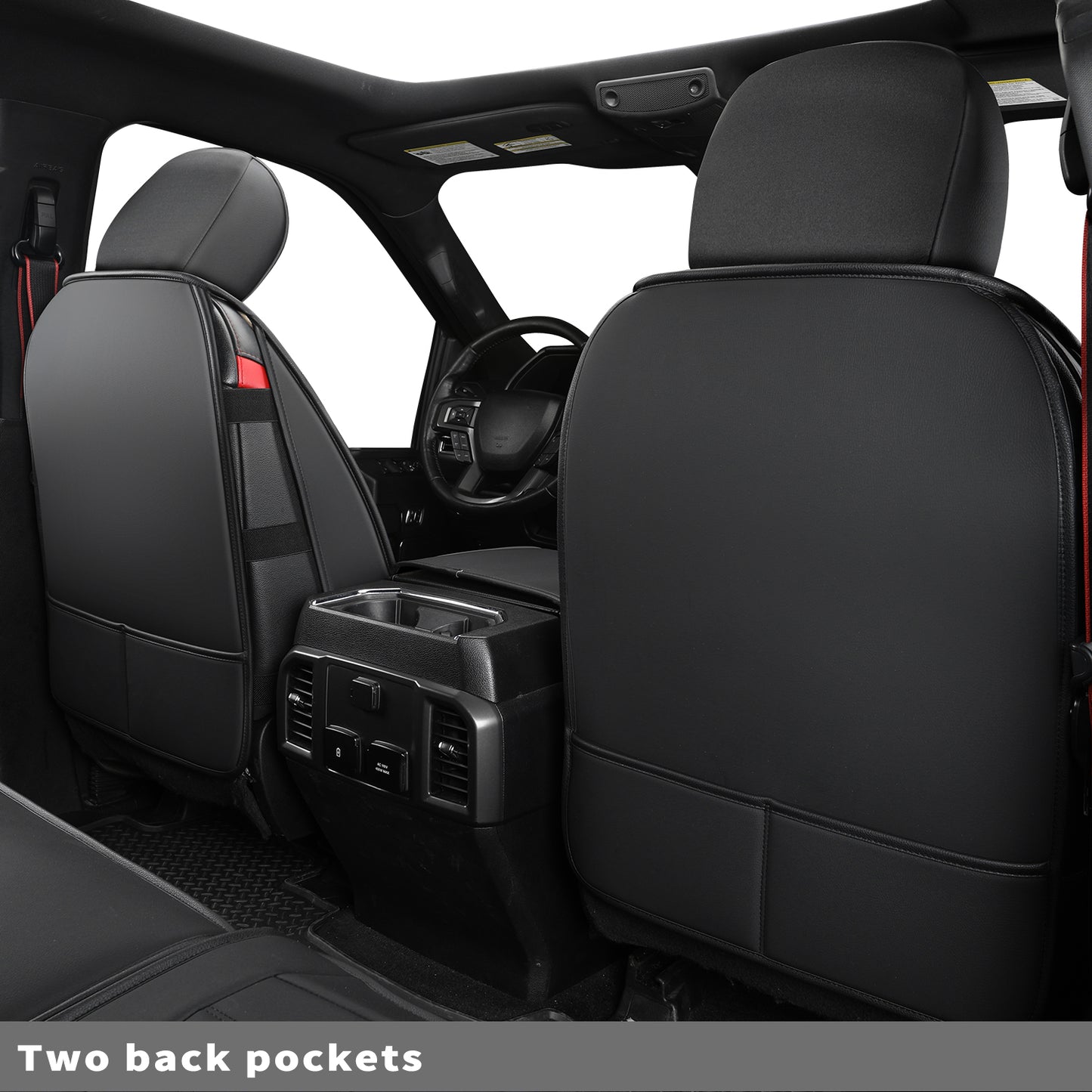 LUCKYMAN CLUB F150 Seat Covers Full Set with Waterproof Leather, Automotive Vehicle Cushion Cover for Cars SUV Pick-up Truck Fit for 2009 to 2024 Ford F150 Carhartt and 2017 to 2023 F250 F350 F450