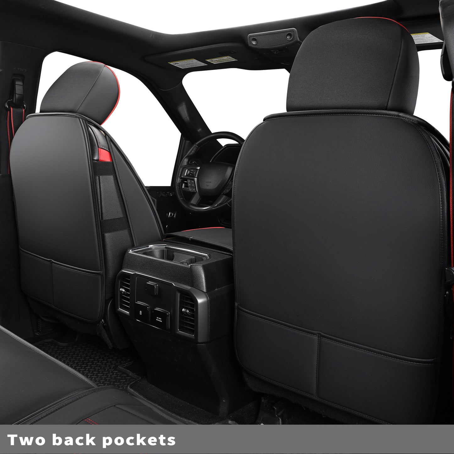 LUCKYMAN CLUB F150 Seat Covers Full Set with Waterproof Leather, Automotive Vehicle Cushion Cover for Cars SUV Pick-up Truck Fit for 2009 to 2024 Ford F150 Carhartt and 2017 to 2023 F250 F350 F450
