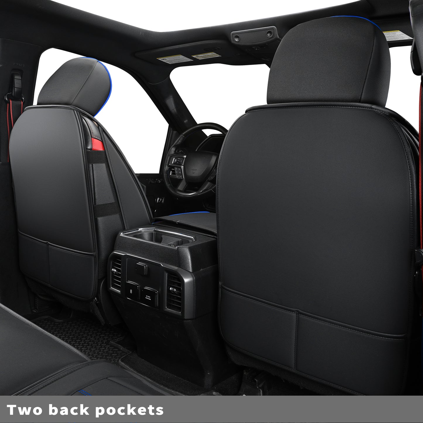 LUCKYMAN CLUB F150 Seat Covers Full Set with Waterproof Leather, Automotive Vehicle Cushion Cover for Cars SUV Pick-up Truck Fit for 2009 to 2024 Ford F150 Carhartt and 2017 to 2023 F250 F350 F450