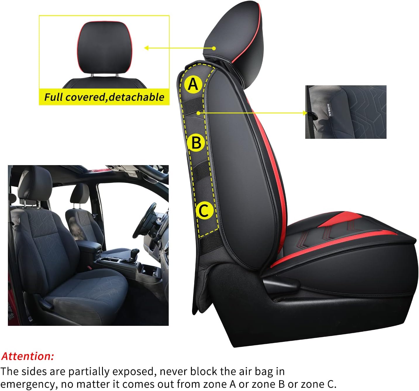 LUCKYMAN CLUB 2005-2023 Tacoma Seat Covers Full Set Waterproof leather for Tacoma Double/Crew Cab SR SR5 TRD Sport TRD Off-Road PreRunner Trims, with Waterproof Faux Leather All-enveloping, four seasons general, wear-resistant and scratch-resistant