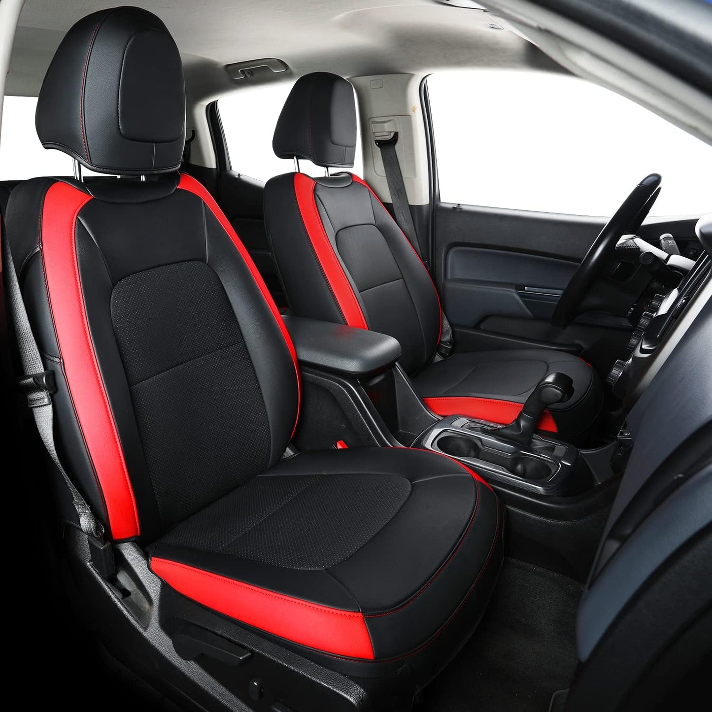 LUCKYMAN CLUB Chevy Colorado Seat Covers Full Set,fit for 2015-2022 Colorado Canyon Crew Cab Z71 LT ZR2 Work Truck with Water Proof Faux Leather