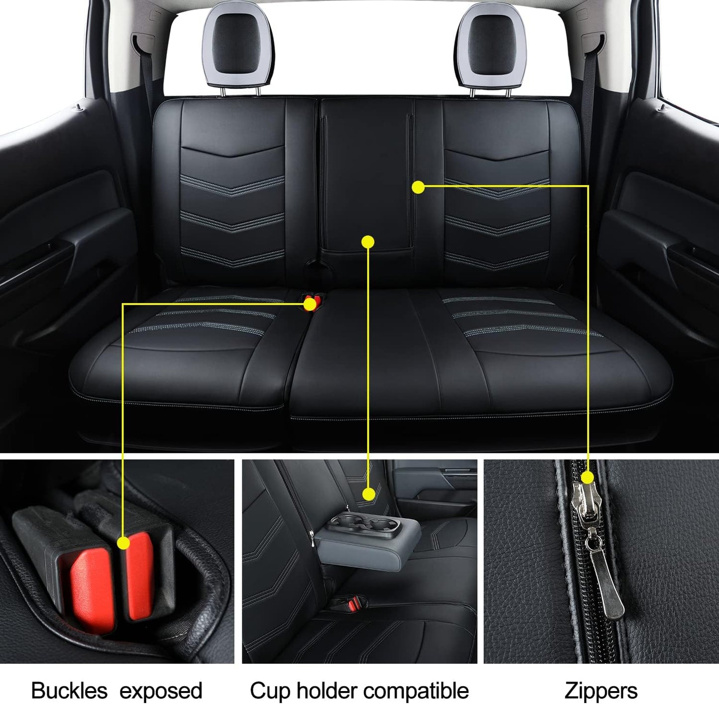 LUCKYMAN CLUB K9 Colorado Custom Canyon Full Set Car Pickup Seat Covers, Fit 2015 2016 2017 2018 2019 2020 2021 2022 Chevy Colorado Z71 LT ZR2 Work Truck, Waterproof Faux Leather