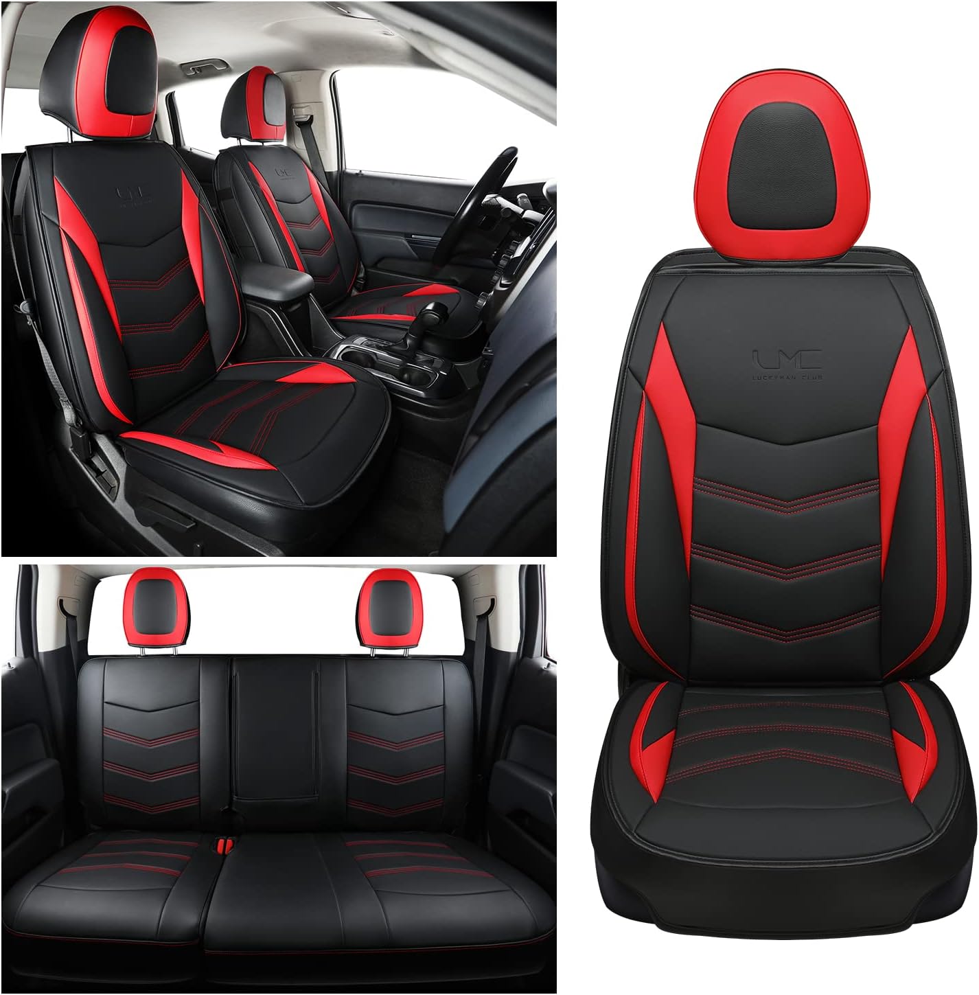 LUCKYMAN CLUB K9 Colorado Custom Canyon Full Set Car Pickup Seat Covers, Fit 2015 2016 2017 2018 2019 2020 2021 2022 Chevy Colorado Z71 LT ZR2 Work Truck, Waterproof Faux Leather