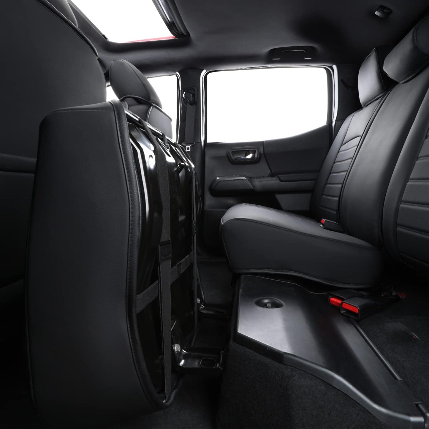 LUCKYMAN CLUB Tacoma Seat Covers, Fit for 2005-2023 Tacoma Crew Cab/Double Cab SR SR5 TRD Sport TRD Off-Road PreRunner with Water Proof Faux Leather