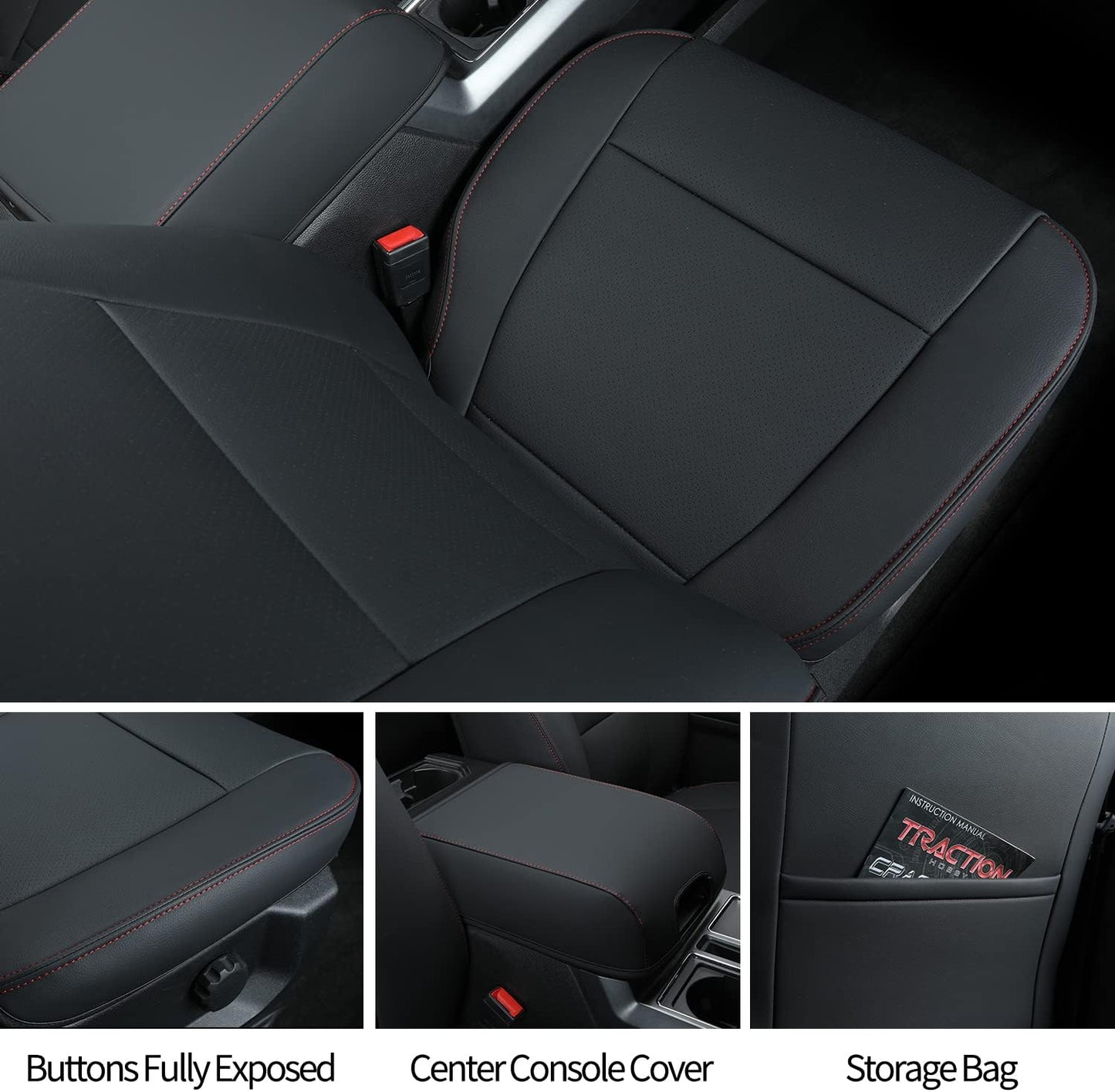 LUCKYMANCLUB F150 Faux Leather Seat Covers, Custom fit 2015-2024 Ford F150 SuperCrew, and 2017-2024 F250 F350 F450 Super Duty Crew Cab