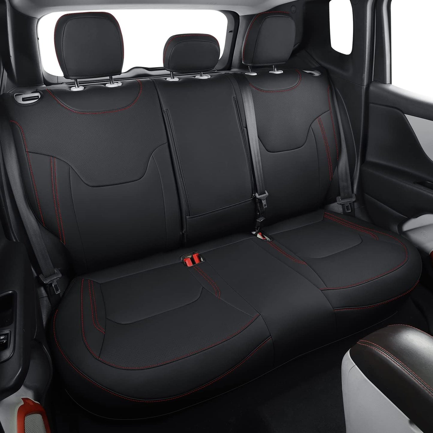 LUCKYMANCLUB Compass Seat Covers, Fit for 2018-2023 Jeep Compass and 2015-2023 Jeep Renegade 4dr SUV with Water Proof Faux Leather