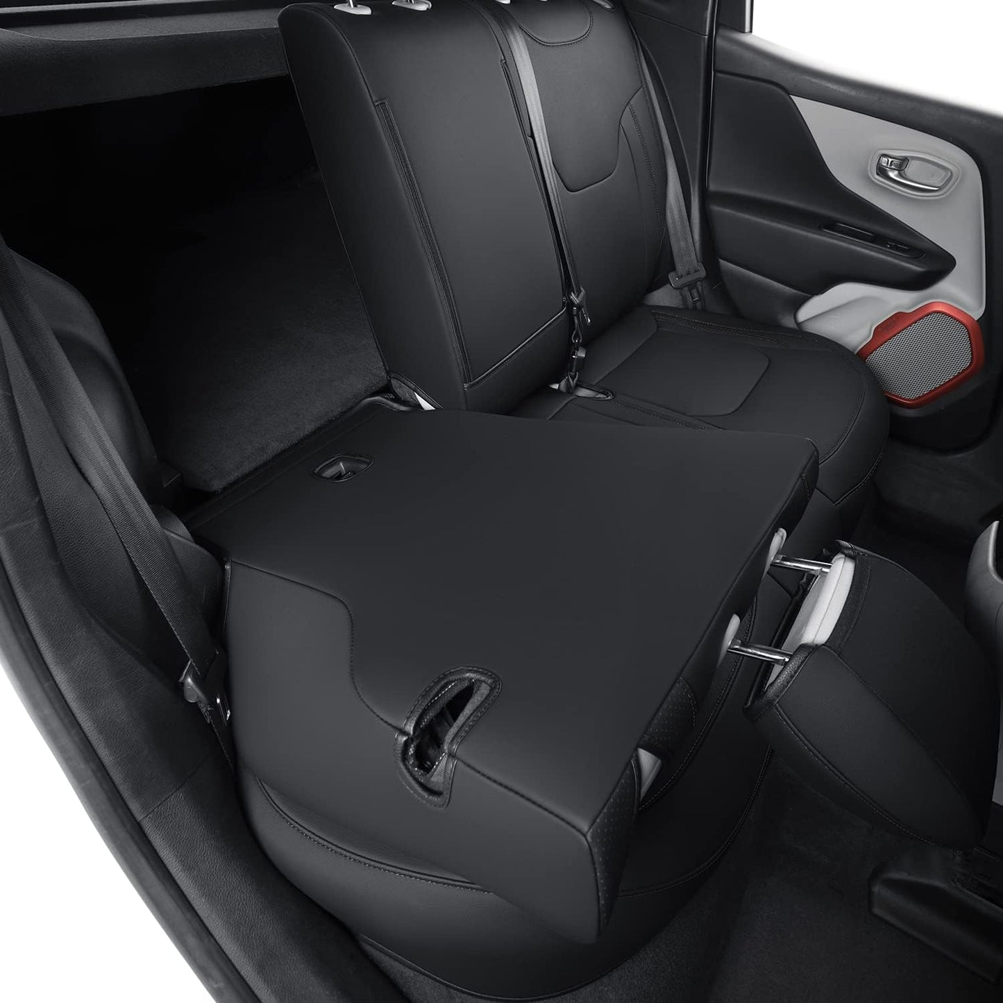 LUCKYMANCLUB Compass Seat Covers, Fit for 2018-2023 Jeep Compass and 2015-2023 Jeep Renegade 4dr SUV with Water Proof Faux Leather