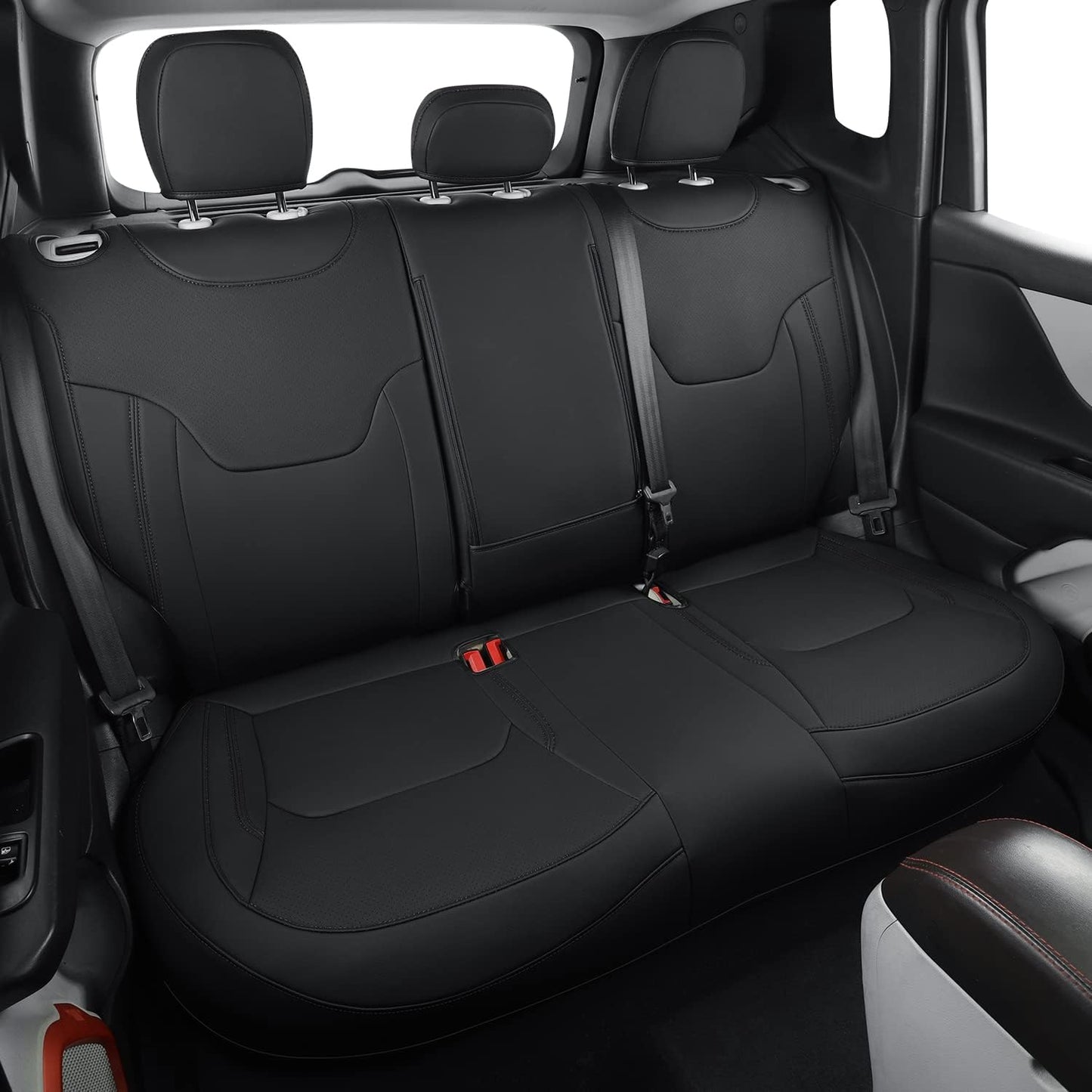 LUCKYMANCLUB Compass Seat Covers, Fit for 2018-2023 Jeep Compass and 2015-2023 Jeep Renegade 4dr SUV with Water Proof Faux Leather