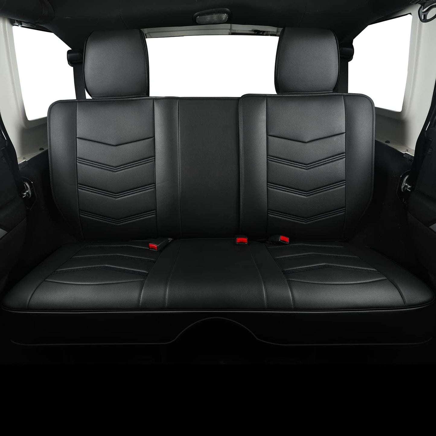 LUCKYMAN CLUB Wrangler Custom Pickup Car Truck Seat Covers Full Set, Fit 2013-2024 Wrangler 4-Door JL Sahara Rubicon, Waterproof Faux Leather