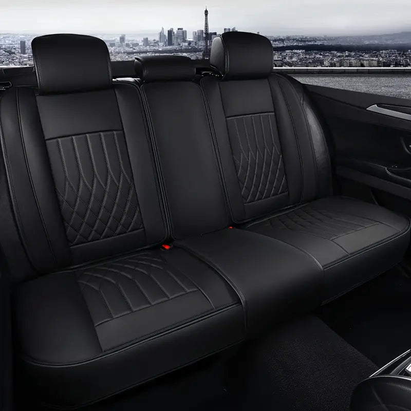 LUCKYMAN CLUB Full set of faux leather 5-seat sedans car seat covers for most cars, SUVs, sedans and pickup trucks, car faux leather cushion covers as Elentra Sonata Tucson Chevy Equinox Vw CRV Mazda6