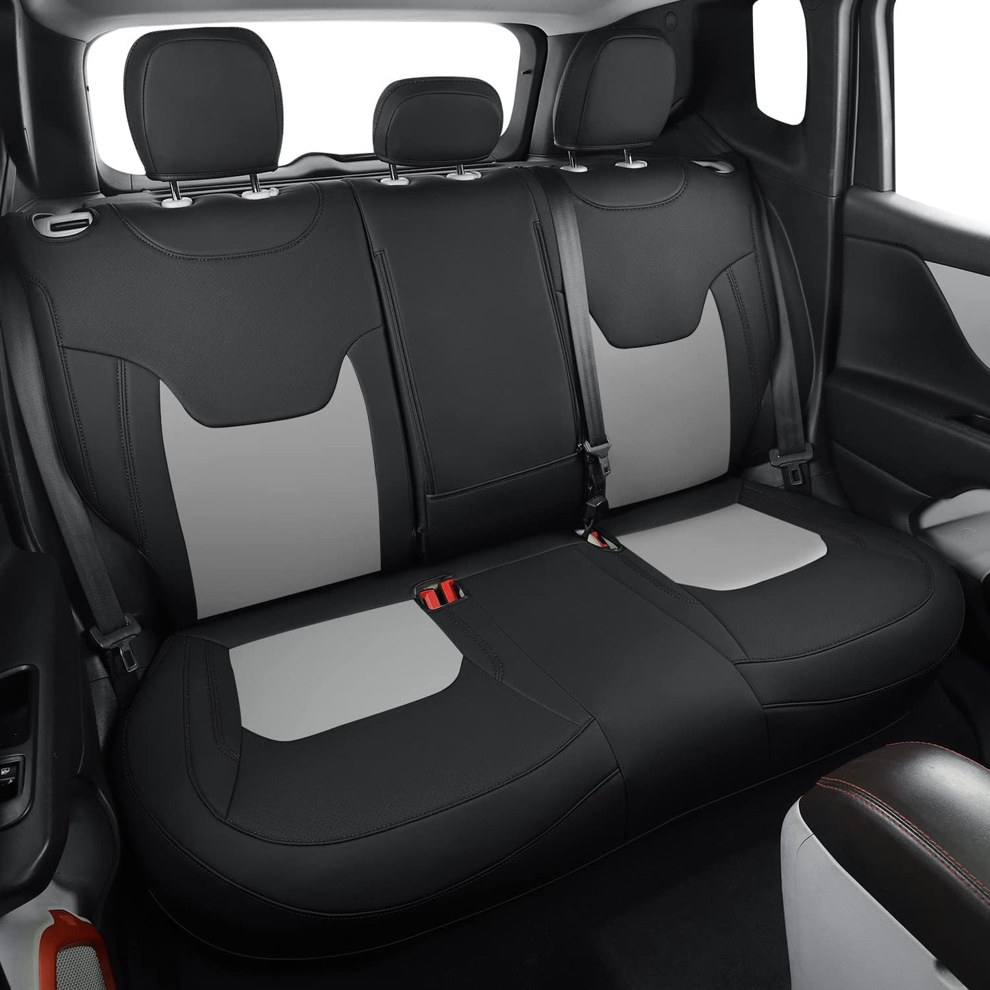 LUCKYMANCLUB Compass Seat Covers, Fit for 2018-2023 Jeep Compass and 2015-2023 Jeep Renegade 4dr SUV with Water Proof Faux Leather