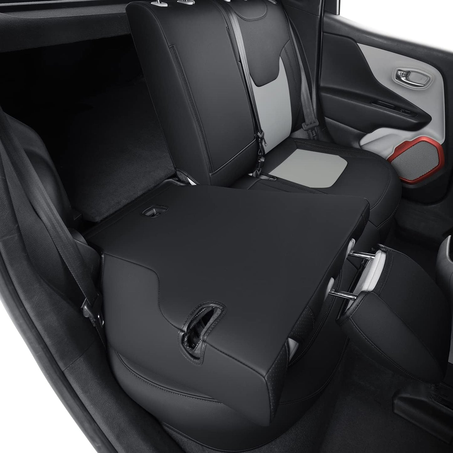 LUCKYMANCLUB Compass Seat Covers, Fit for 2018-2023 Jeep Compass and 2015-2023 Jeep Renegade 4dr SUV with Water Proof Faux Leather