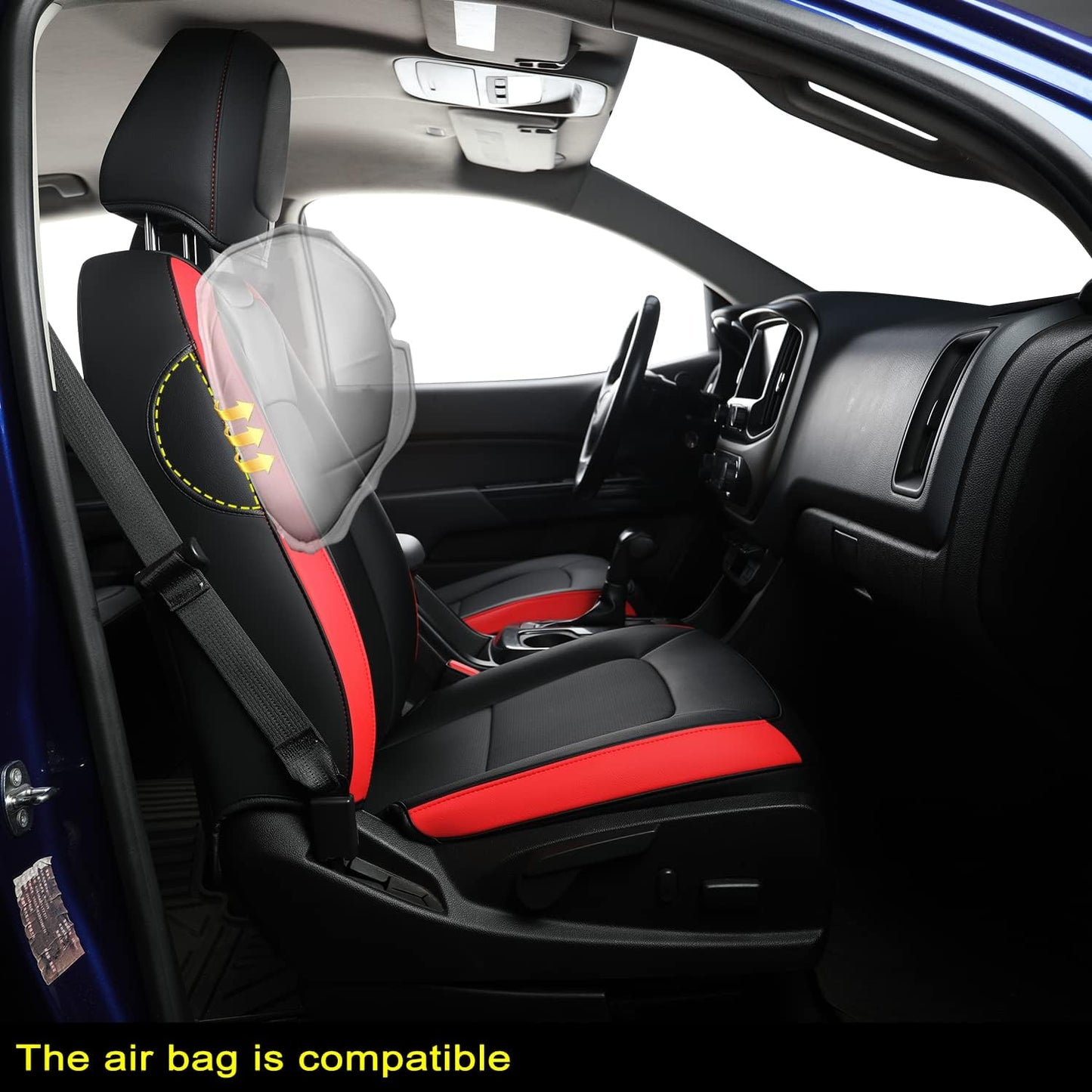 LUCKYMAN CLUB Chevy Colorado Seat Covers Full Set,fit for 2015-2022 Colorado Canyon Crew Cab Z71 LT ZR2 Work Truck with Water Proof Faux Leather