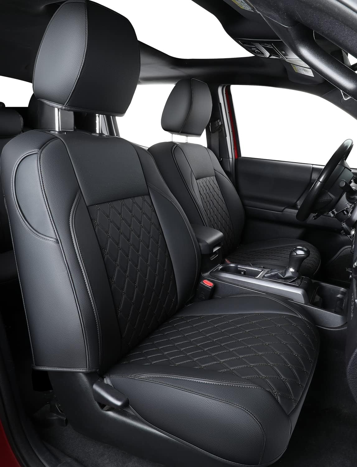 LUCKYMAN CLUB Tacoma Full-Set Seat Covers Fit Tacoma 2016 2017 2018 2019 2020 2021 2022 2023 Double/Crew Cab Only, with Faux Leather