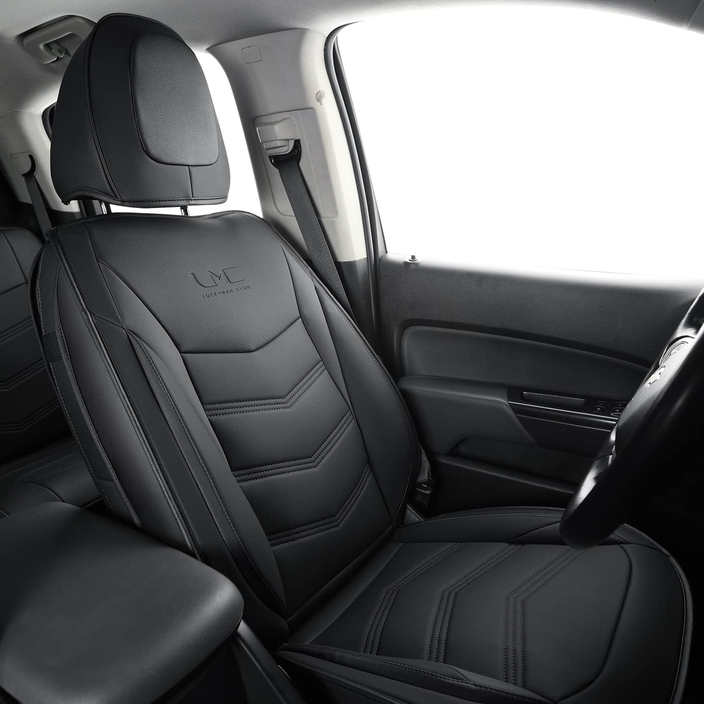 LUCKYMAN CLUB K9 Colorado Custom Canyon Full Set Car Pickup Seat Covers, Fit 2015 2016 2017 2018 2019 2020 2021 2022 Chevy Colorado Z71 LT ZR2 Work Truck, Waterproof Faux Leather