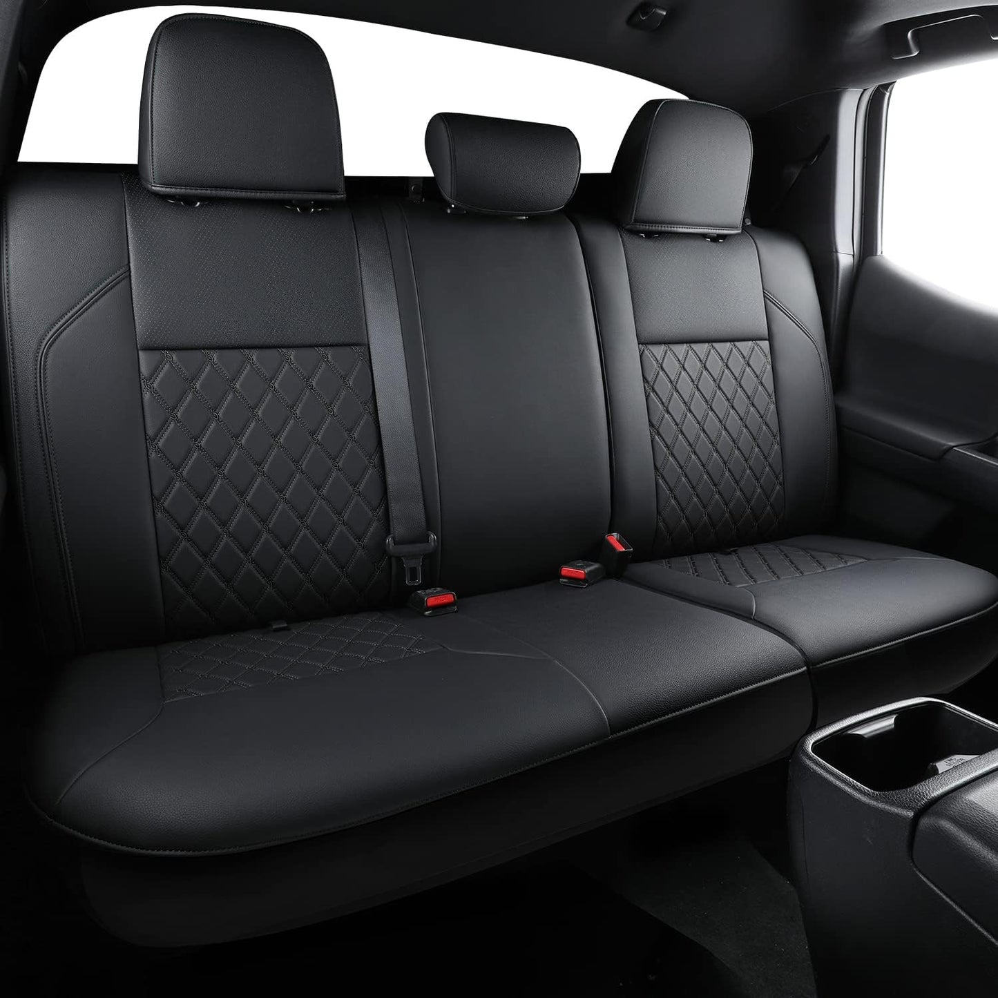 LUCKYMAN CLUB Tacoma Full-Set Seat Covers Fit Tacoma 2016 2017 2018 2019 2020 2021 2022 2023 Double/Crew Cab Only, with Faux Leather