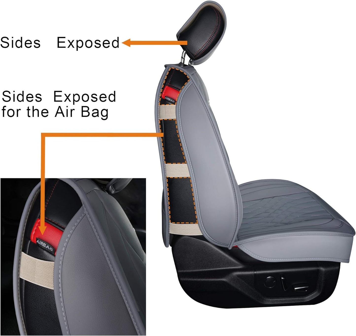 LUCKYMAN CLUB  Seat Covers fit for Ford F150 Crew Cab from 2015 to 2024 and fit for F250 F350 F450 Crew Cab from 2017 to 2024 with Faux Leather