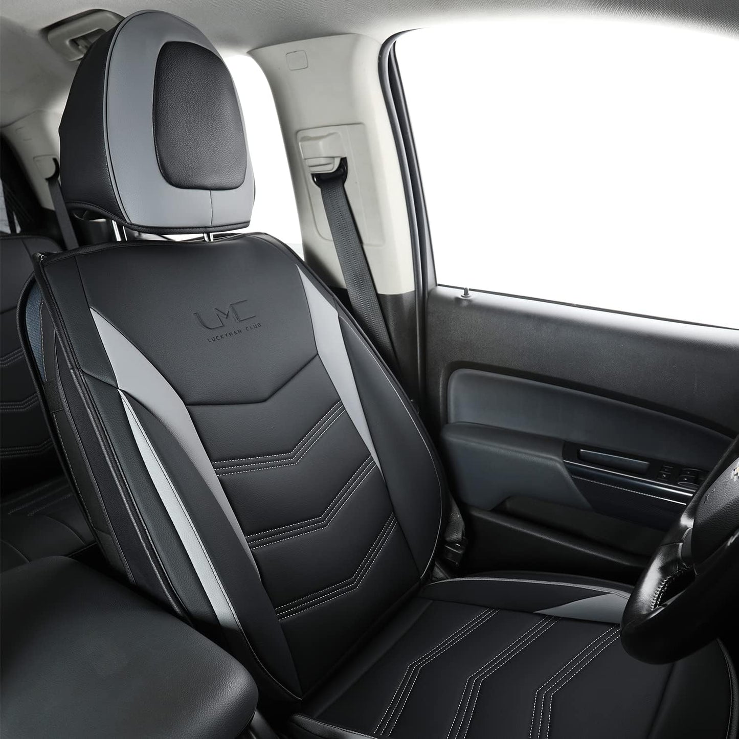 LUCKYMAN CLUB K9 Colorado Custom Canyon Full Set Car Pickup Seat Covers, Fit 2015 2016 2017 2018 2019 2020 2021 2022 Chevy Colorado Z71 LT ZR2 Work Truck, Waterproof Faux Leather