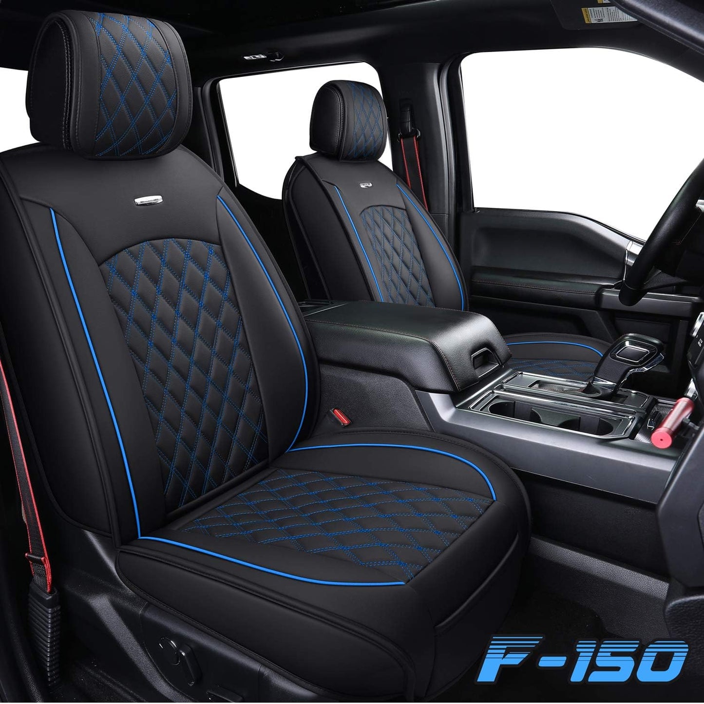 LUCKYMAN CLUB Car Seat Covers Full Set with Waterproof Leather, Automotive Vehicle Cushion Cover for Cars SUV Pick-up Truck Fit for 2009 to 2024 Ford F150 Carhartt and 2017 to 2024 F250 F350 F450