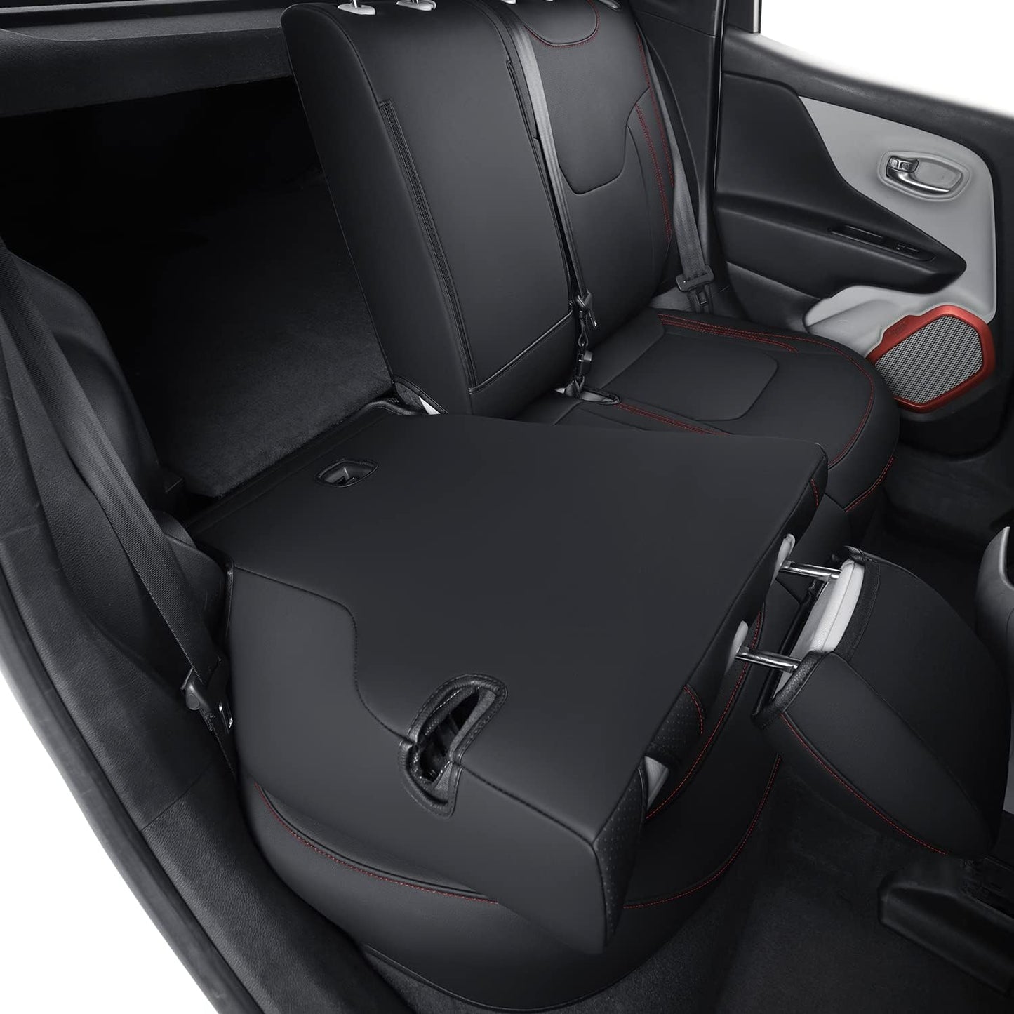 LUCKYMANCLUB Compass Seat Covers, Fit for 2018-2023 Jeep Compass and 2015-2023 Jeep Renegade 4dr SUV with Water Proof Faux Leather