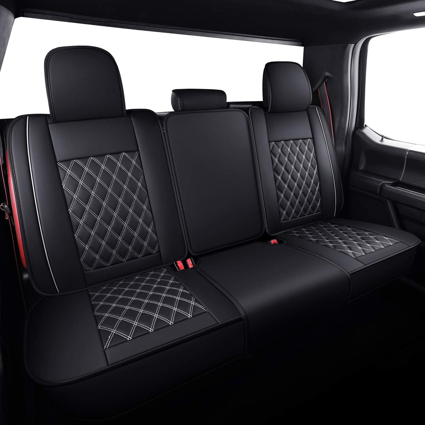LUCKYMAN CLUB Car Seat Covers Full Set with Waterproof Leather, Automotive Vehicle Cushion Cover for Cars SUV Pick-up Truck Fit for 2009 to 2024 Ford F150 Carhartt and 2017 to 2024 F250 F350 F450