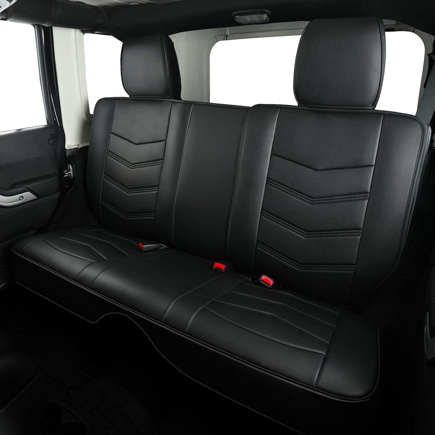 LUCKYMAN CLUB Wrangler Custom Pickup Car Truck Seat Covers Full Set, Fit 2013-2024 Wrangler 4-Door JL Sahara Rubicon, Waterproof Faux Leather