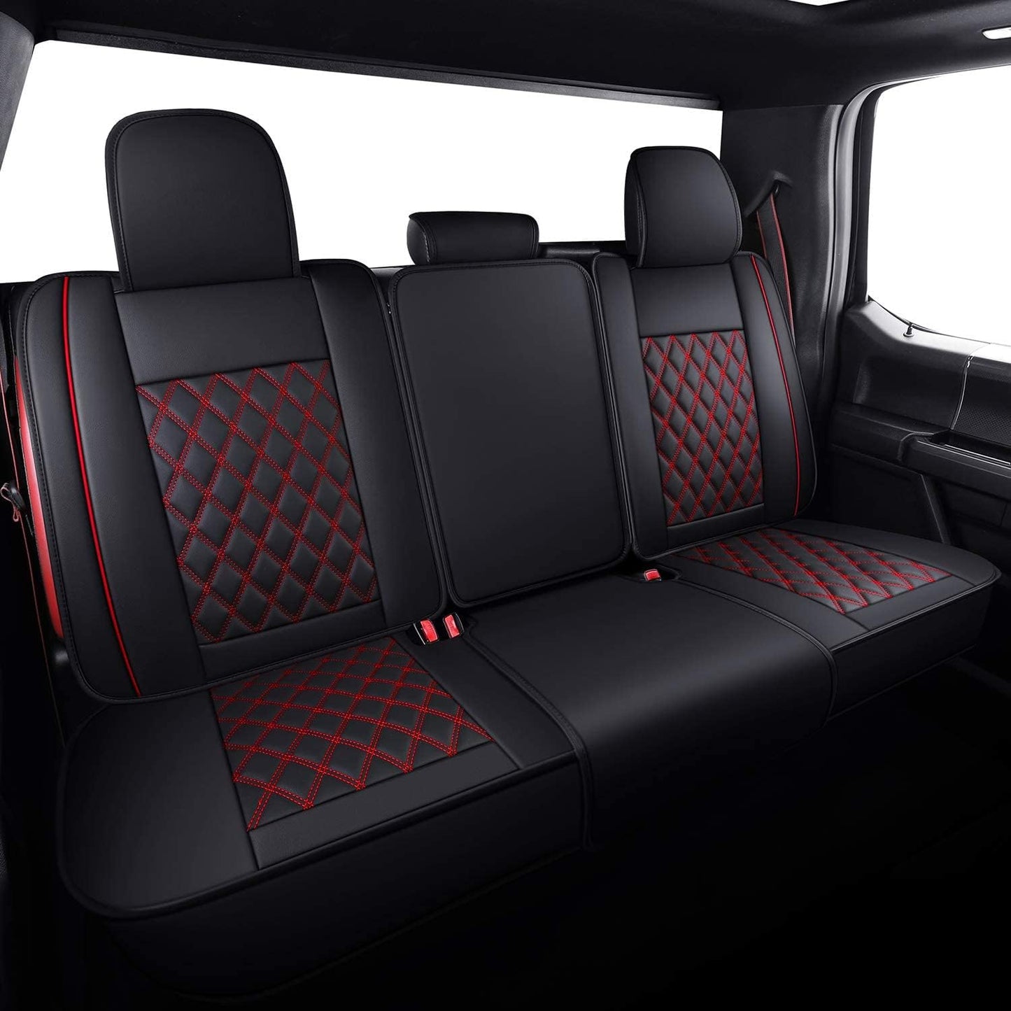 LUCKYMAN CLUB Car Seat Covers Full Set with Waterproof Leather, Automotive Vehicle Cushion Cover for Cars SUV Pick-up Truck Fit for 2009 to 2024 Ford F150 Carhartt and 2017 to 2024 F250 F350 F450