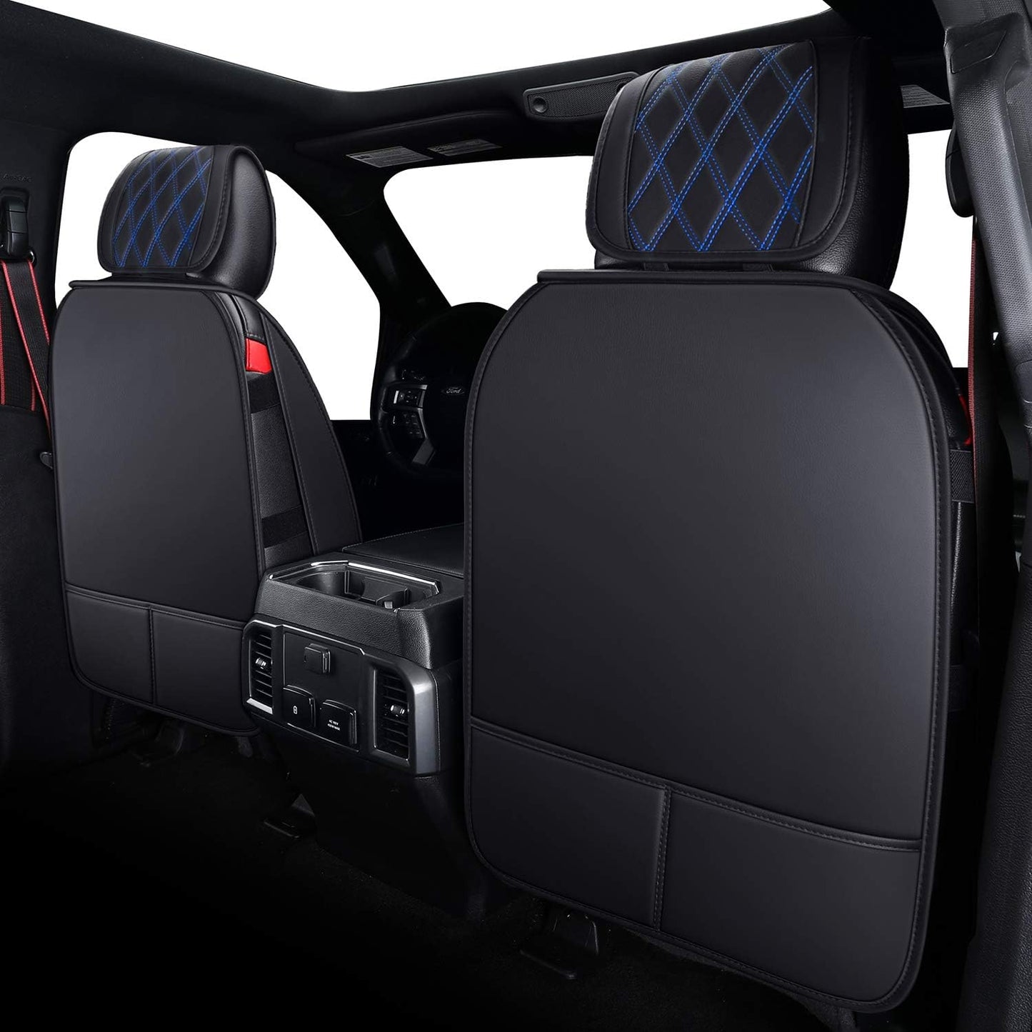 LUCKYMAN CLUB Car Seat Covers Full Set with Waterproof Leather, Automotive Vehicle Cushion Cover for Cars SUV Pick-up Truck Fit for 2009 to 2024 Ford F150 Carhartt and 2017 to 2024 F250 F350 F450