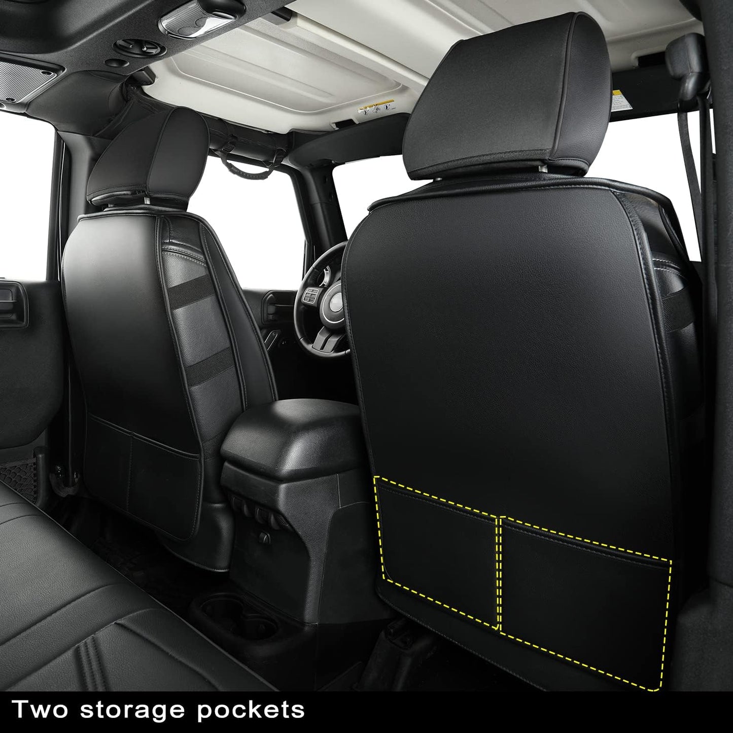 LUCKYMAN CLUB Wrangler Custom Pickup Car Truck Seat Covers Full Set, Fit 2013-2024 Wrangler 4-Door JL Sahara Rubicon, Waterproof Faux Leather