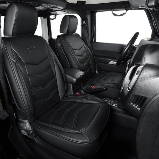 LUCKYMAN CLUB Wrangler Custom Pickup Car Truck Seat Covers Full Set, Fit 2013-2024 Wrangler 4-Door JL Sahara Rubicon, Waterproof Faux Leather