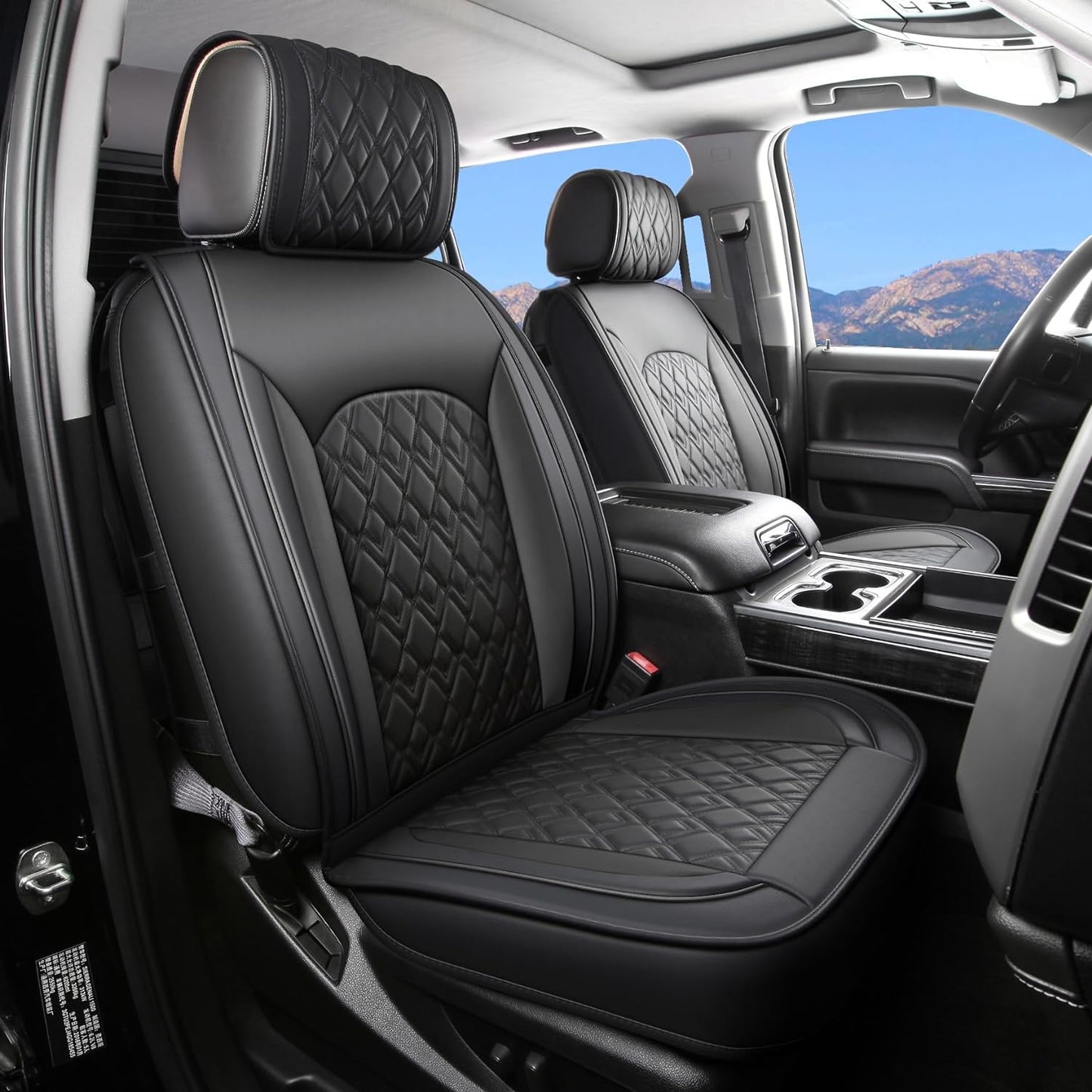 LUCKYMAN CLUB Chevy Silverado Seat Covers,Leather Seat Covers for GMC Sierra,Custom Fit 2007-2024 1500 2500HD 3500HD Crew Double Extended Regular Cab,LT LZT RST