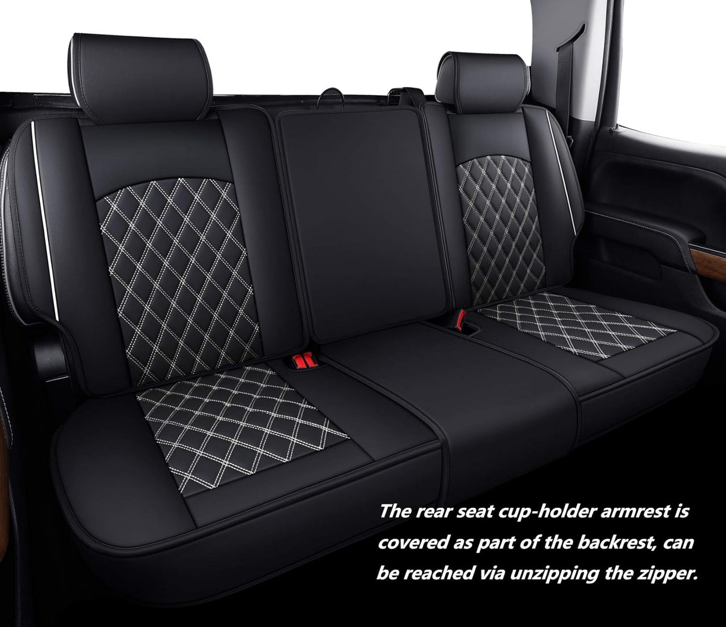 LUCKYMAN CLUB 2007-2024 GMC Sierra Chevy Chevrolet Silverado 1500 2500HD 3500HD Trail Boss Z71 Crew Double Extended Cab Waterproof Leather Truck Pickup Cuchion