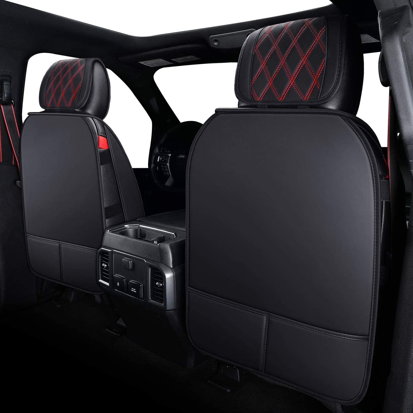 LUCKYMAN CLUB Car Seat Covers Full Set with Waterproof Leather, Automotive Vehicle Cushion Cover for Cars SUV Pick-up Truck Fit for 2009 to 2024 Ford F150 Carhartt and 2017 to 2024 F250 F350 F450