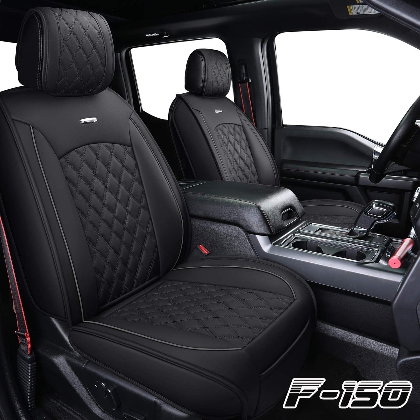 LUCKYMAN CLUB Car Seat Covers Full Set with Waterproof Leather, Automotive Vehicle Cushion Cover for Cars SUV Pick-up Truck Fit for 2009 to 2024 Ford F150 Carhartt and 2017 to 2024 F250 F350 F450