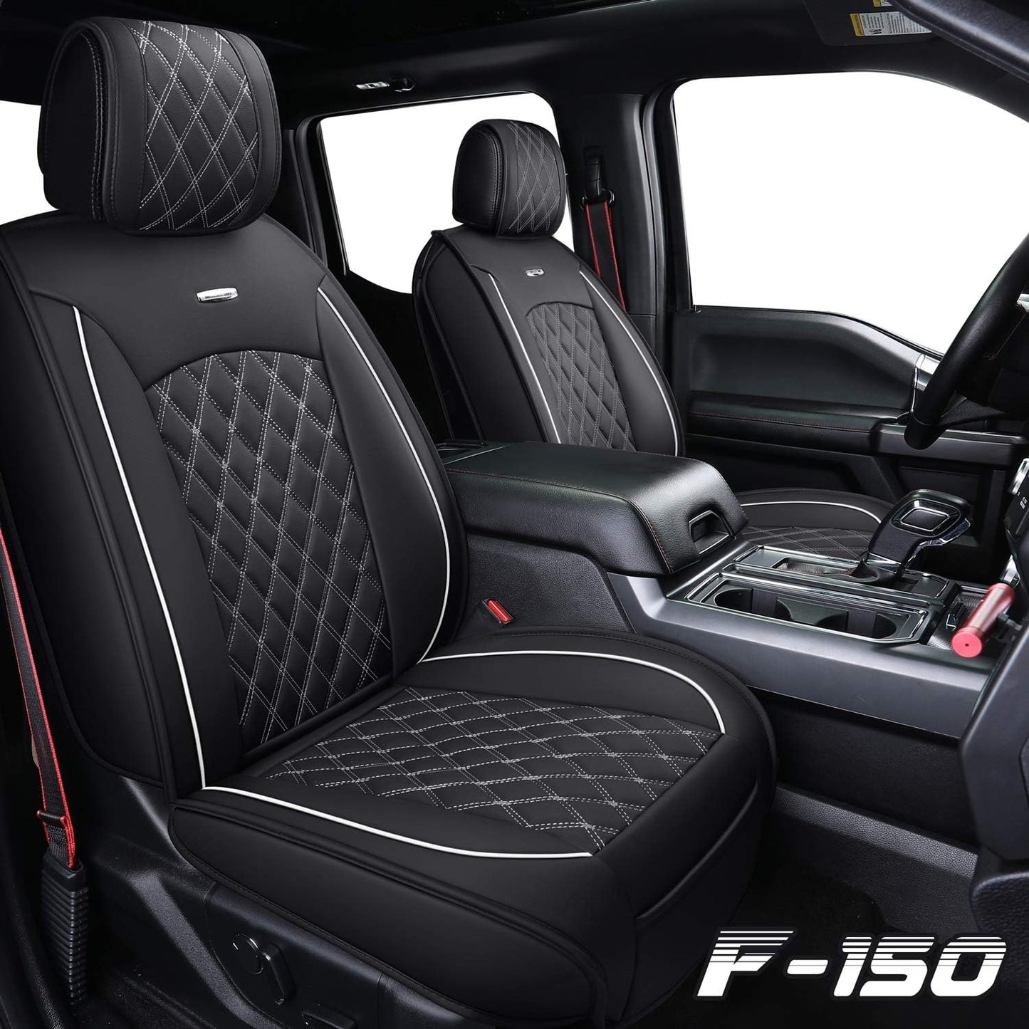 LUCKYMAN CLUB Car Seat Covers Full Set with Waterproof Leather, Automotive Vehicle Cushion Cover for Cars SUV Pick-up Truck Fit for 2009 to 2024 Ford F150 Carhartt and 2017 to 2024 F250 F350 F450